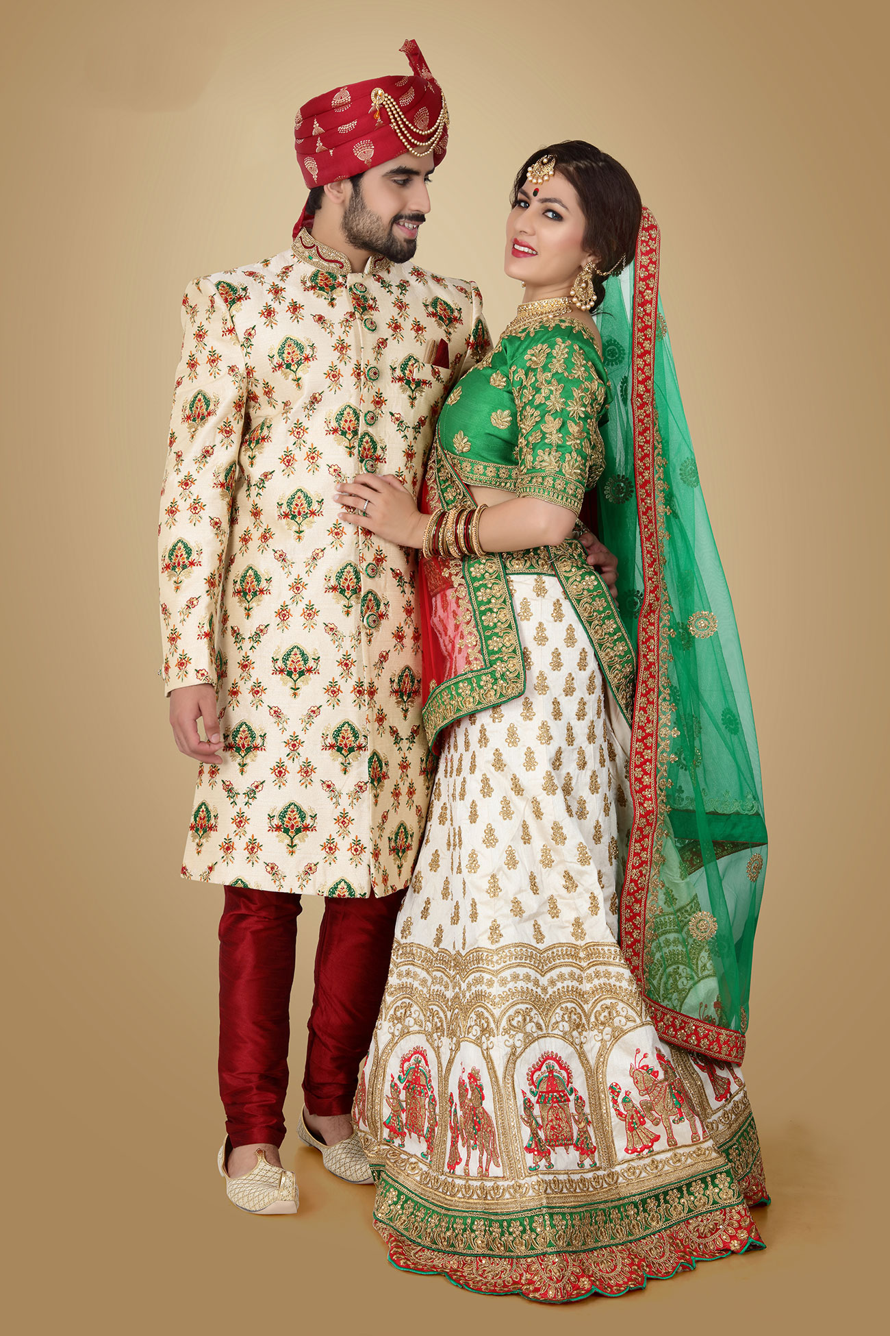 Cream Dori Embroidery Work Malbari Silk Sherwani E-1026