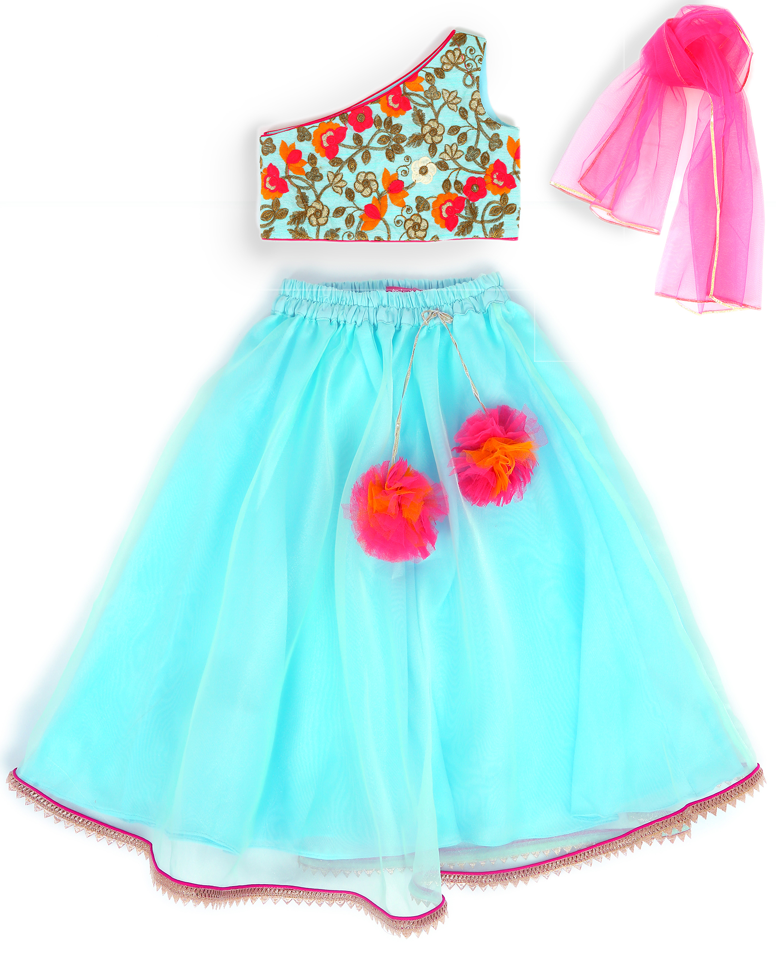 Ocean Blue Lehenga Choli With Dupatta