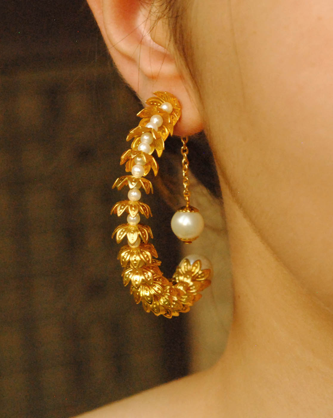 Floral Crescent Hoop Earrings