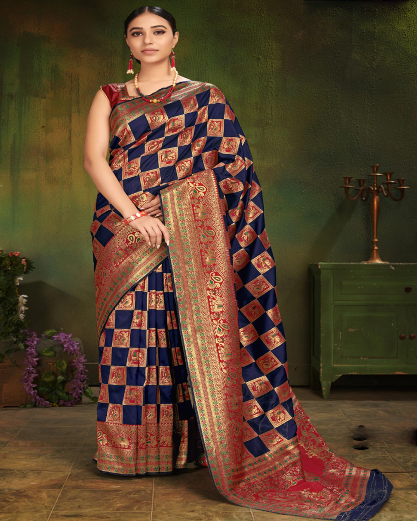 Navy Blue Color Patola Silk Traditional Saree