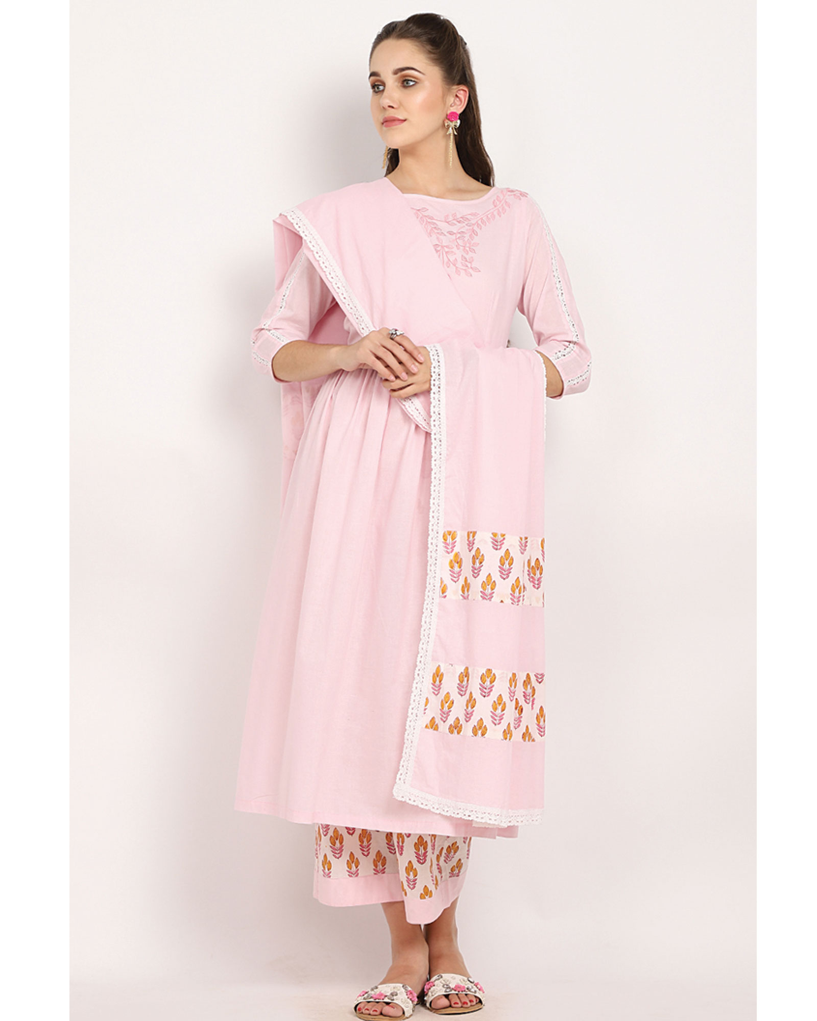 Blush dupatta suit set