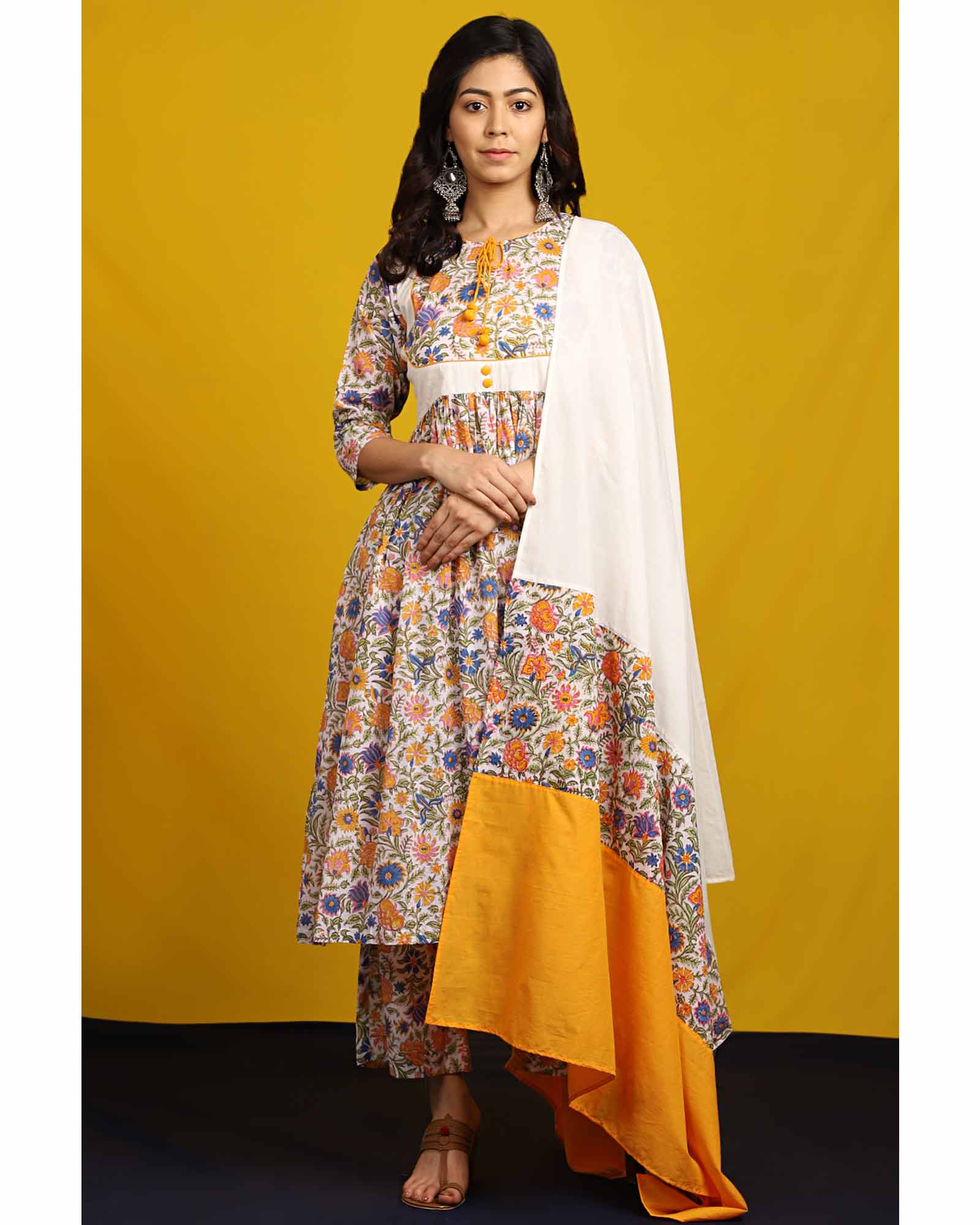 Rajputi white floral set