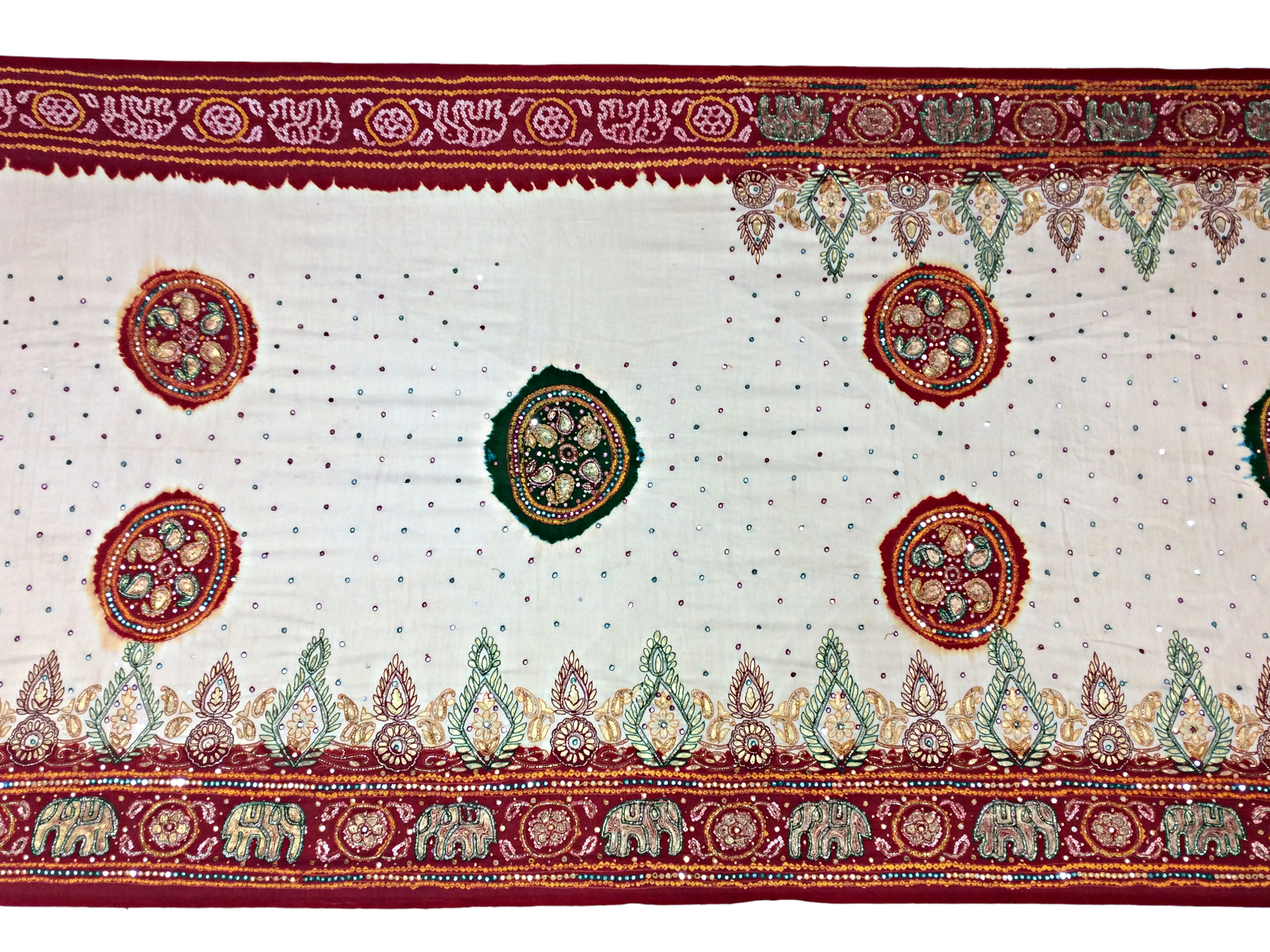 White and Red Color Fancy Design Work Gaji Silk Panetar Saree