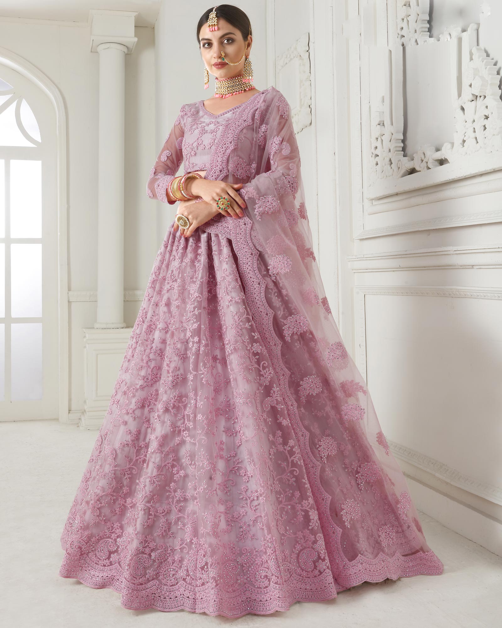 Onion Pink  Semi-Stitched Designer Lehenga Choli With Dupatta