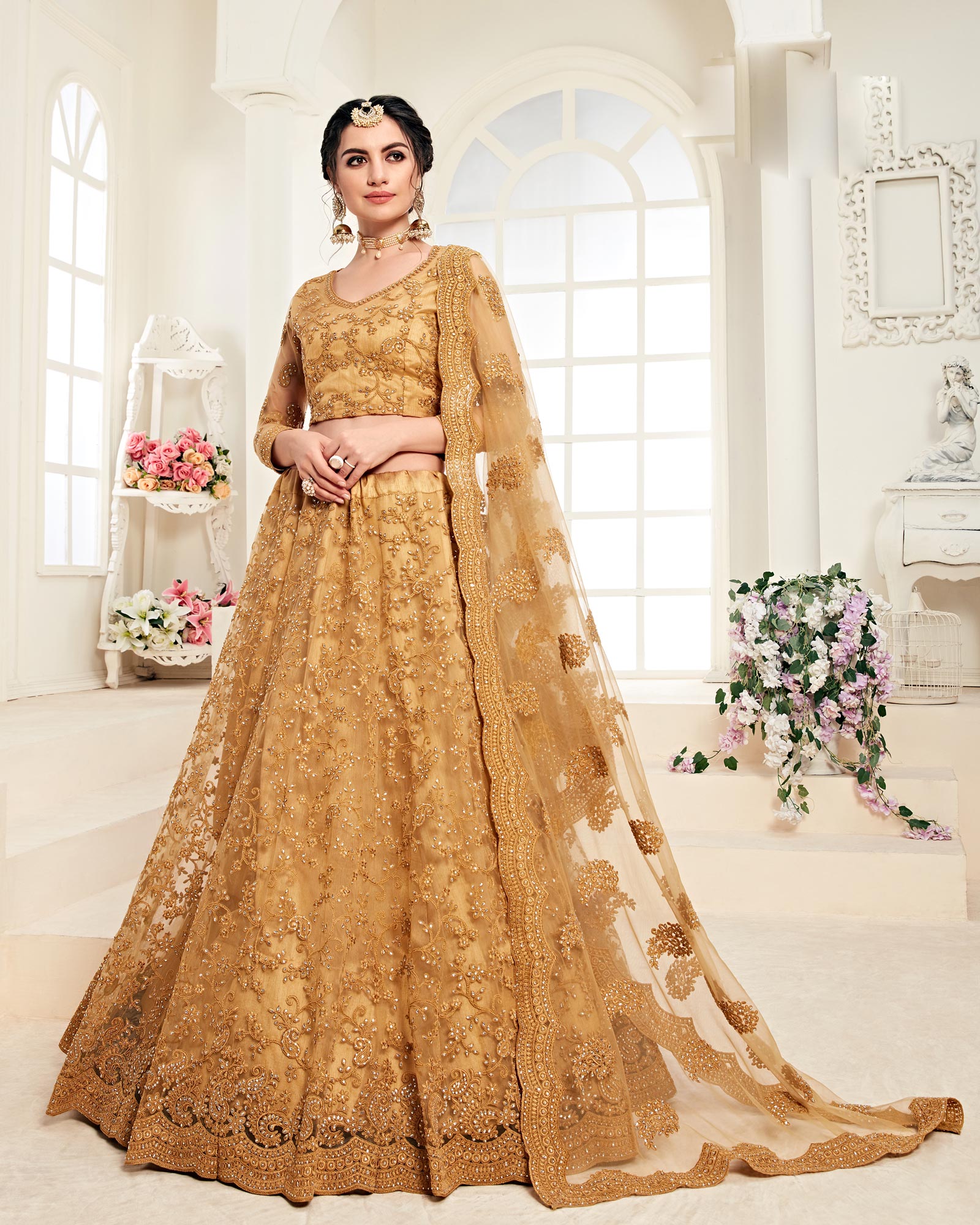 Mustard Yellow Semi-Stitched Designer Lehenga Choli With Dupatta 