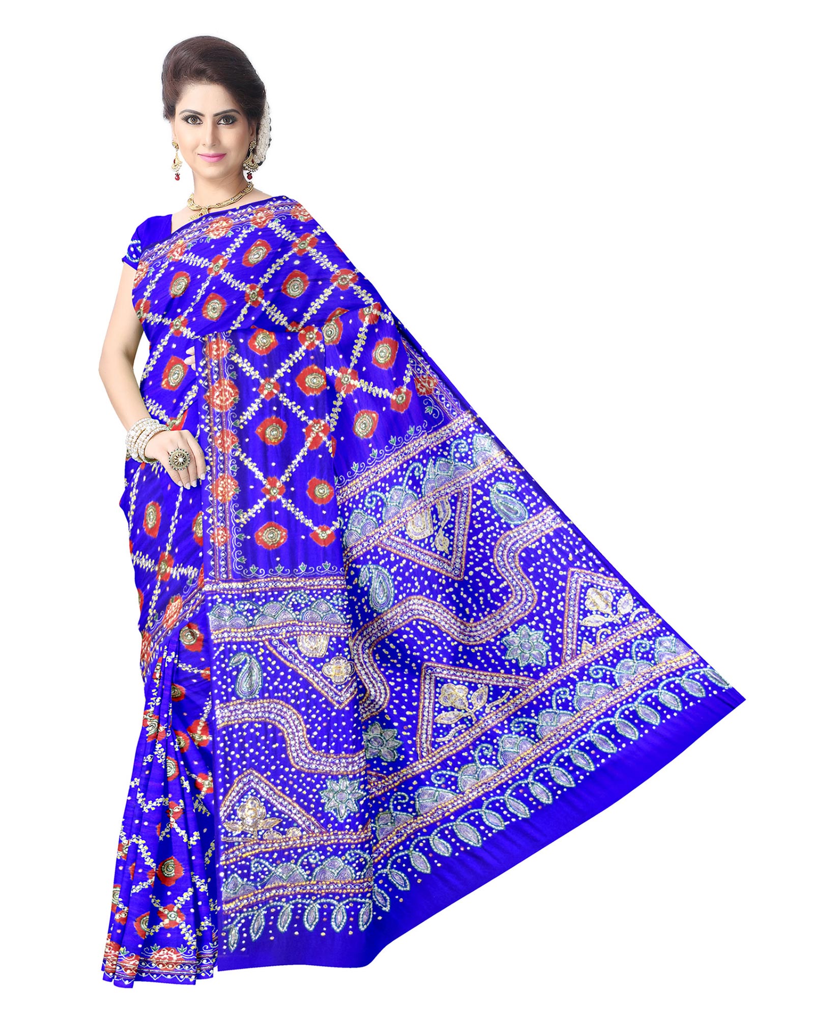 All Over Blue Gaji Silk Bandhani Saree