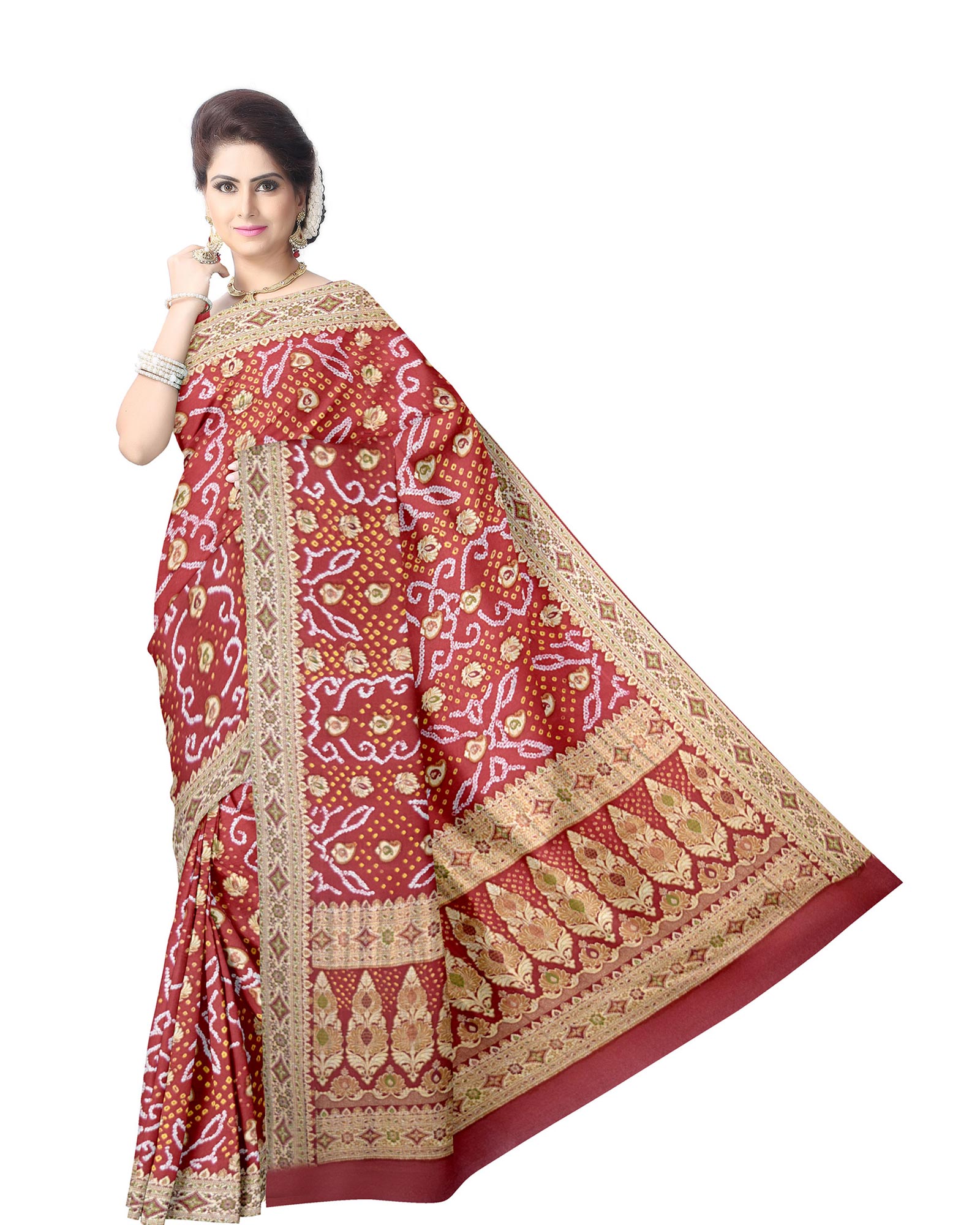 All Over Red Color  Banarasi Georgette Saree