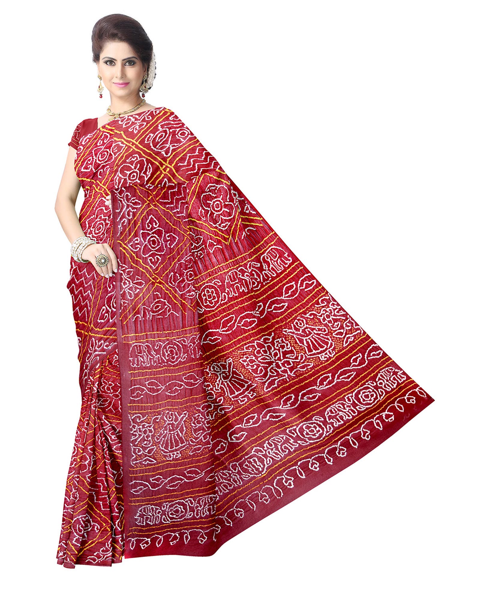 All Over Maroon Color Banarasi Georgette Saree
