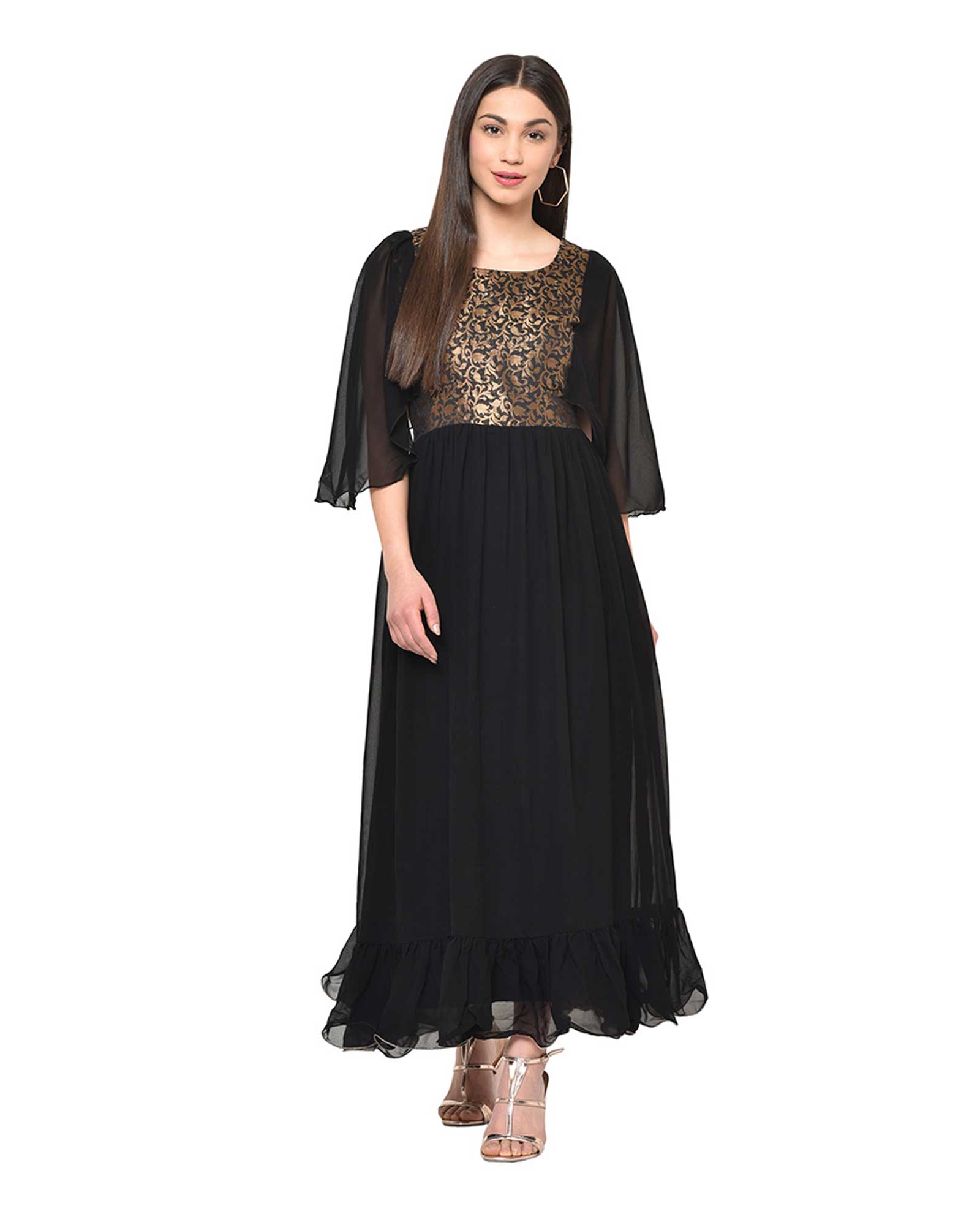 Black & Golden Party Gown