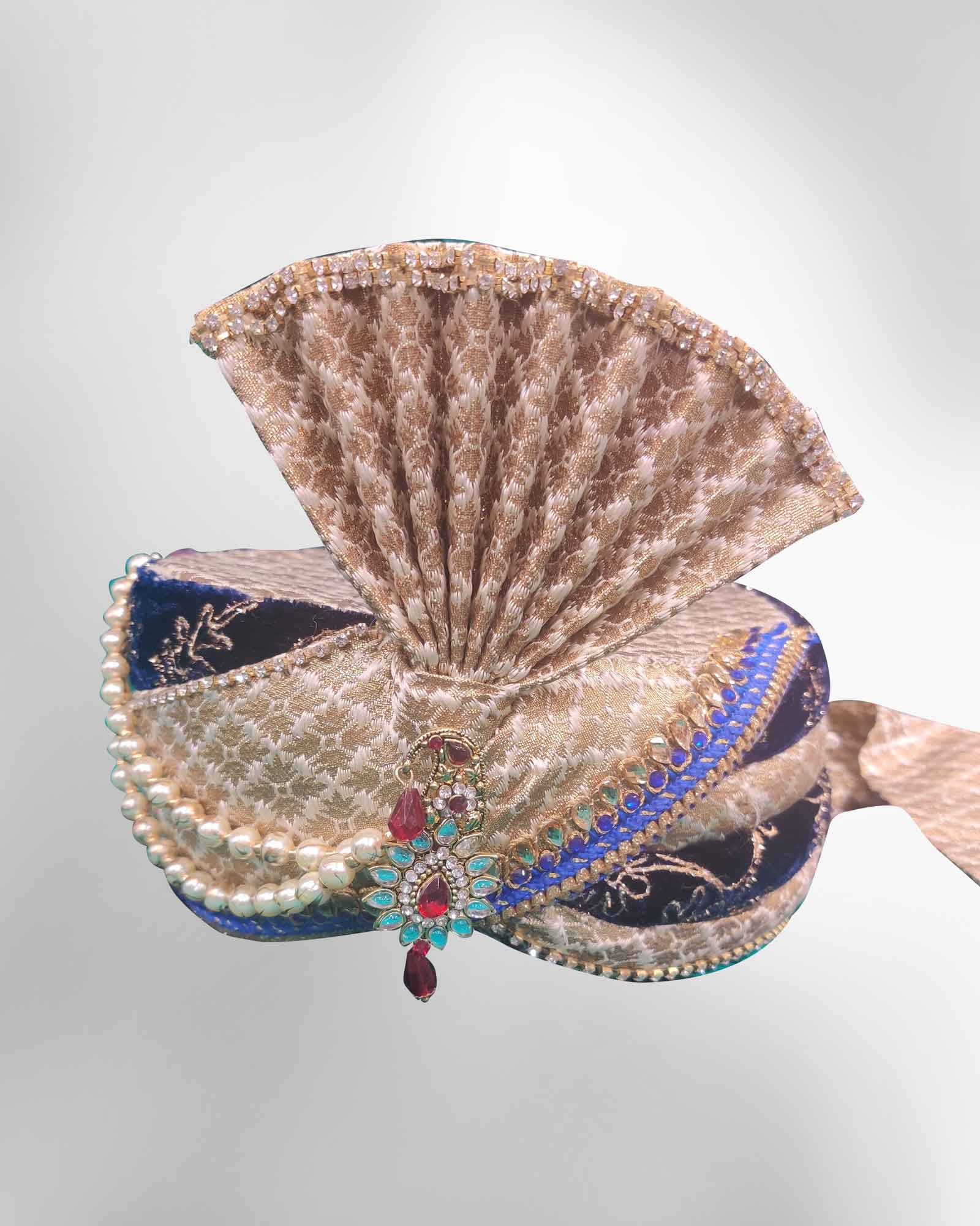 Beige Blue Royal Safa for Men 44