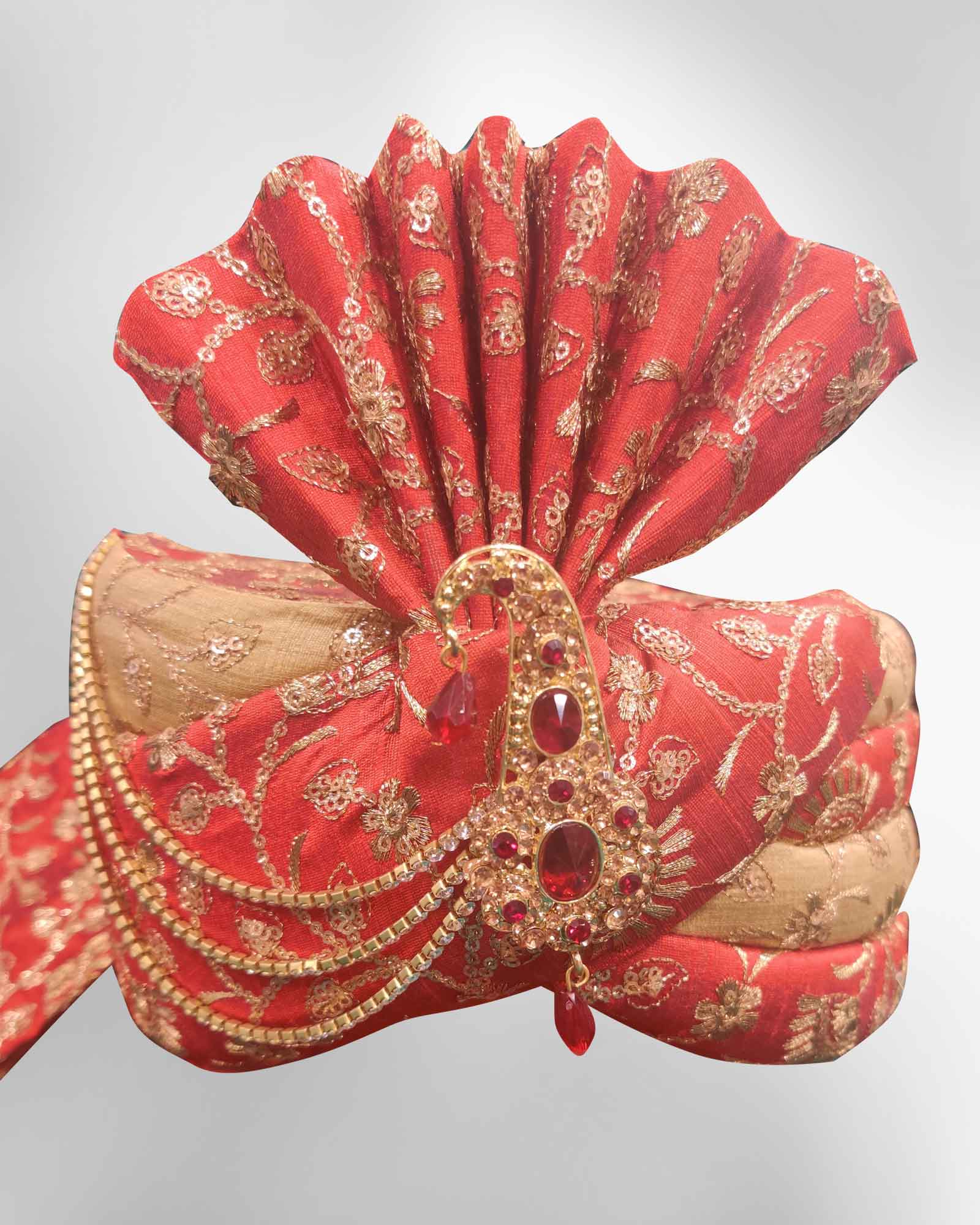 Red Golden Zari Work Safa 97503