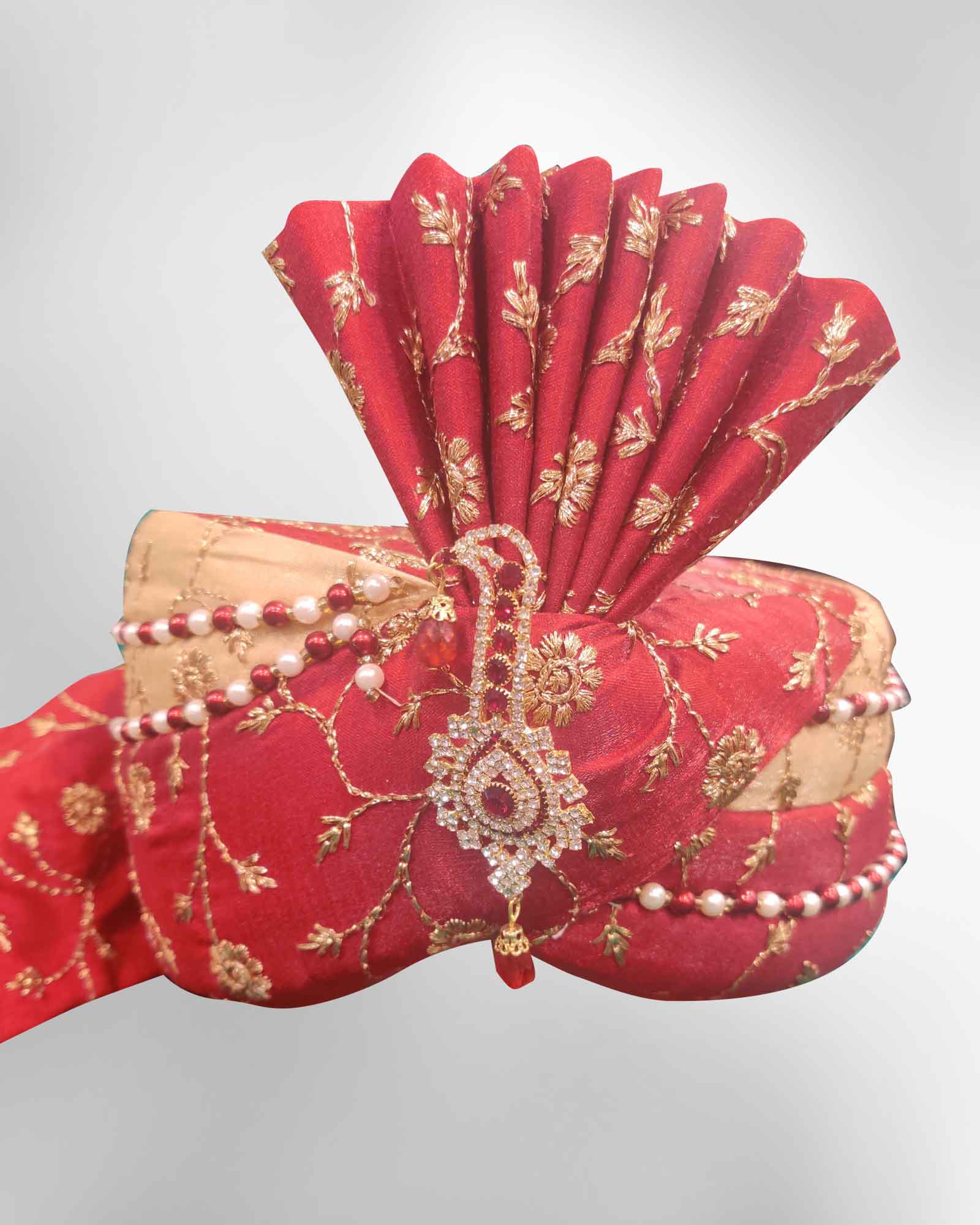 Red Golden Zari Work Safa 97509