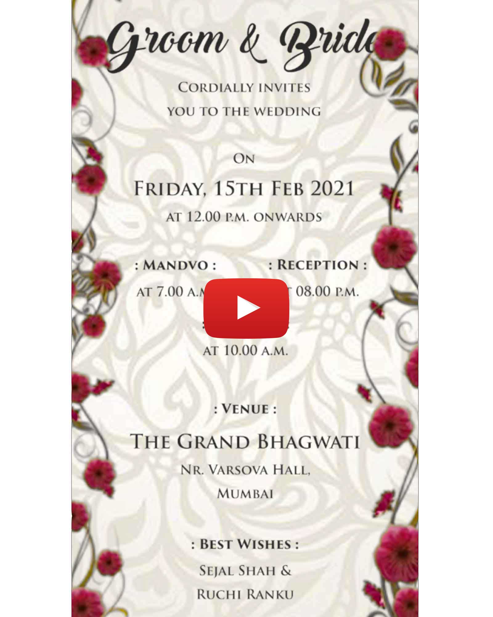 Single Page Floral Frame Invite