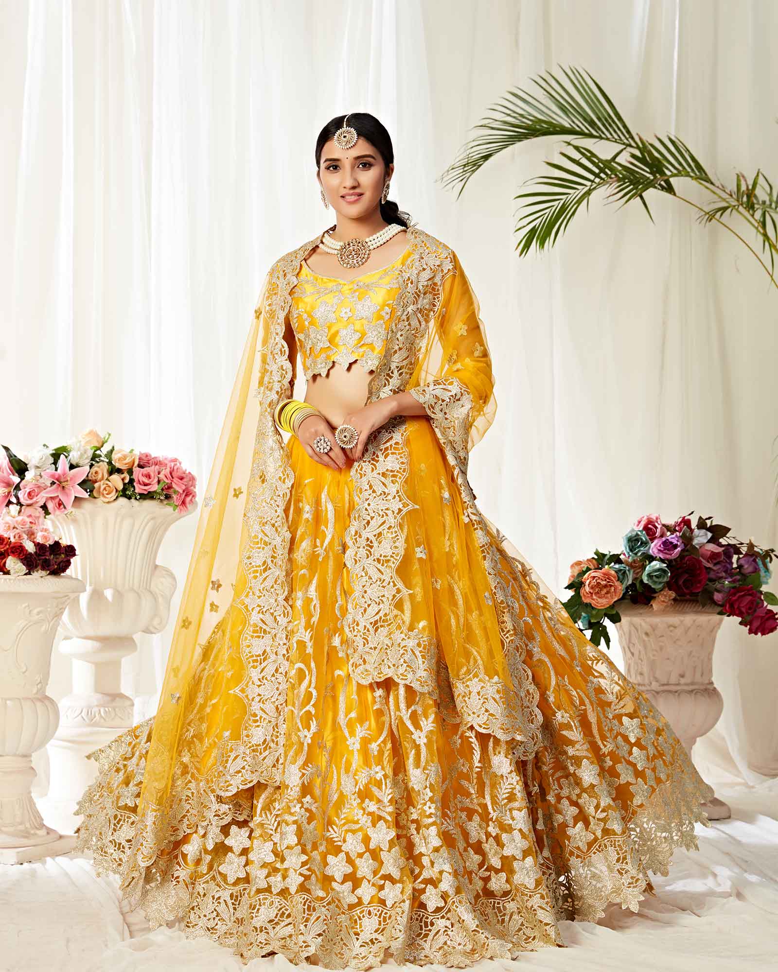 Stylish Yellow Color Party Wear Lehenga Choli