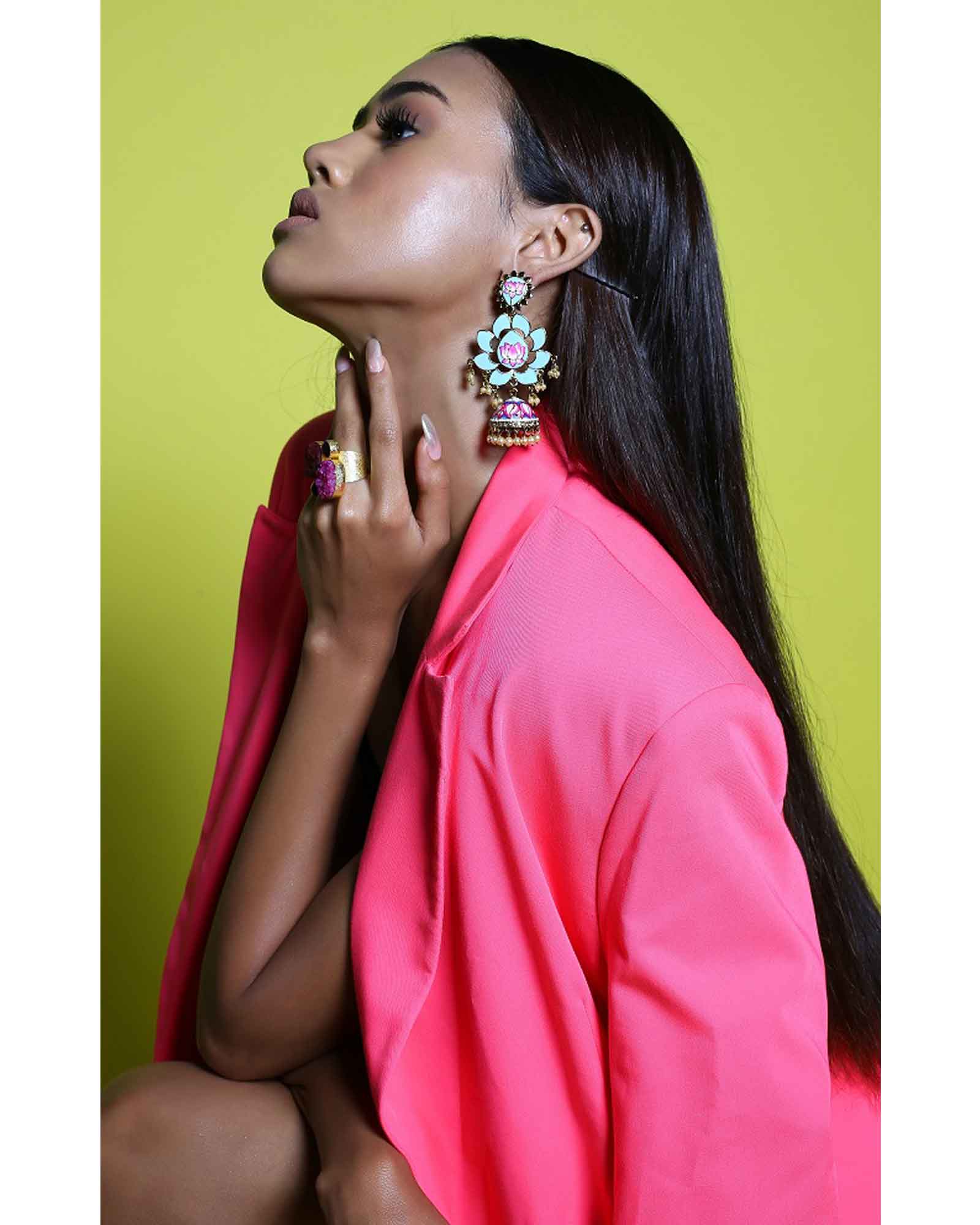 Disha Lotus Design Meenakari Earrings