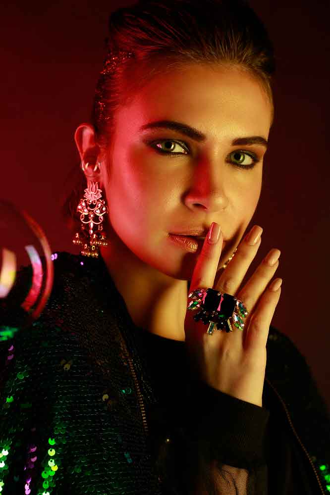 Grey Lotus Design Meenakari Jhumkas