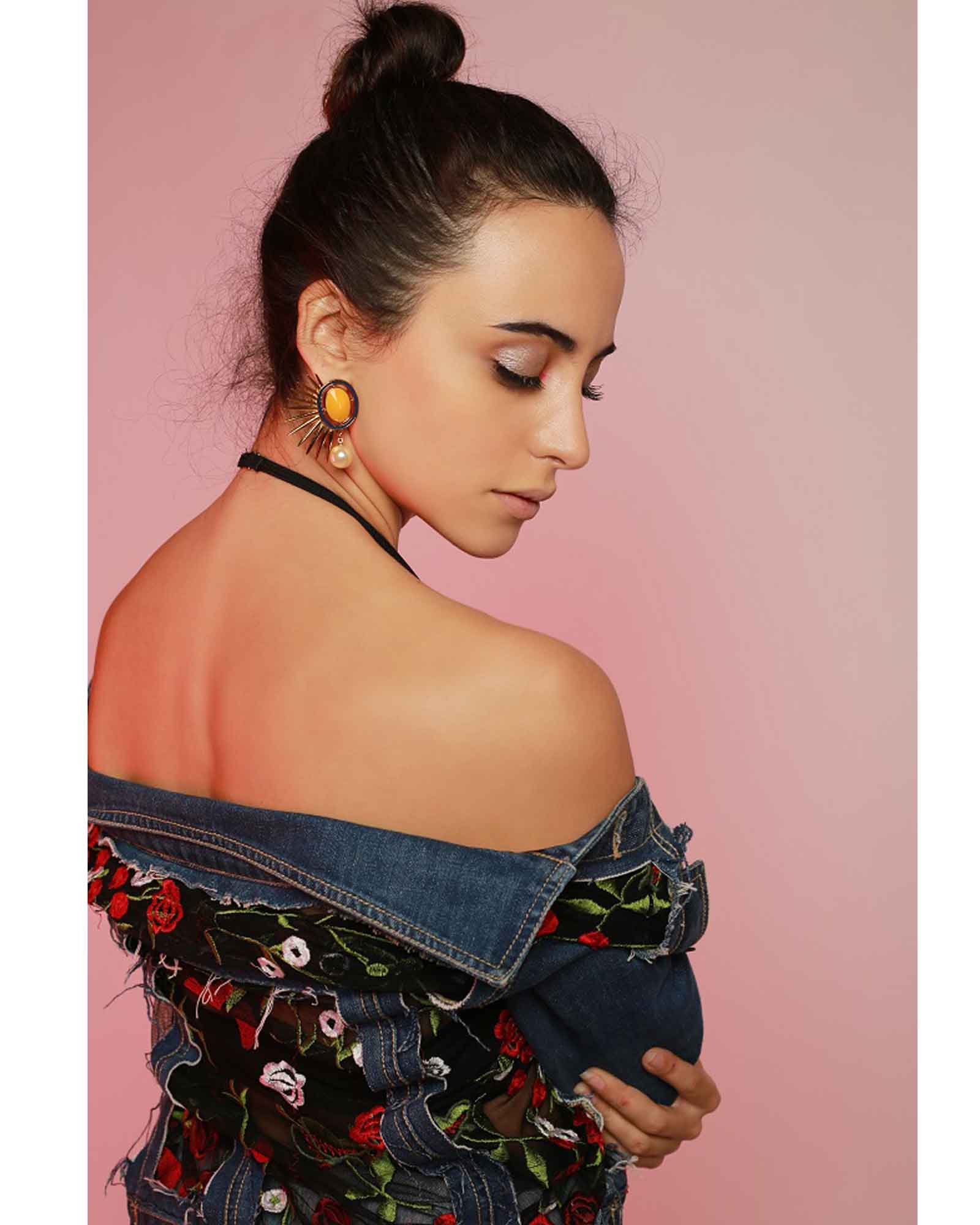 Yellow Metal Spike Casual Sunrays Earrings