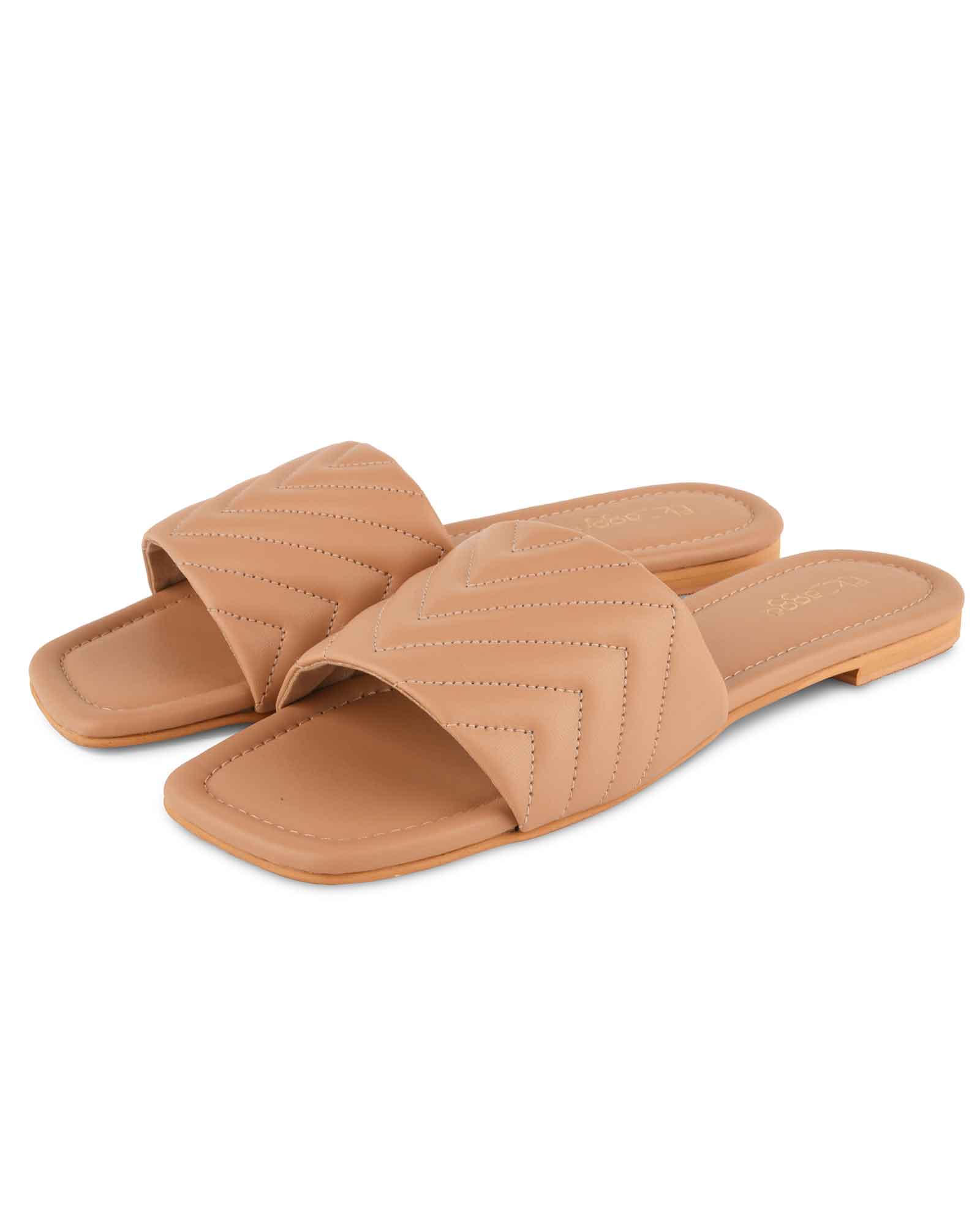 Cream Quilted Chevron Flats