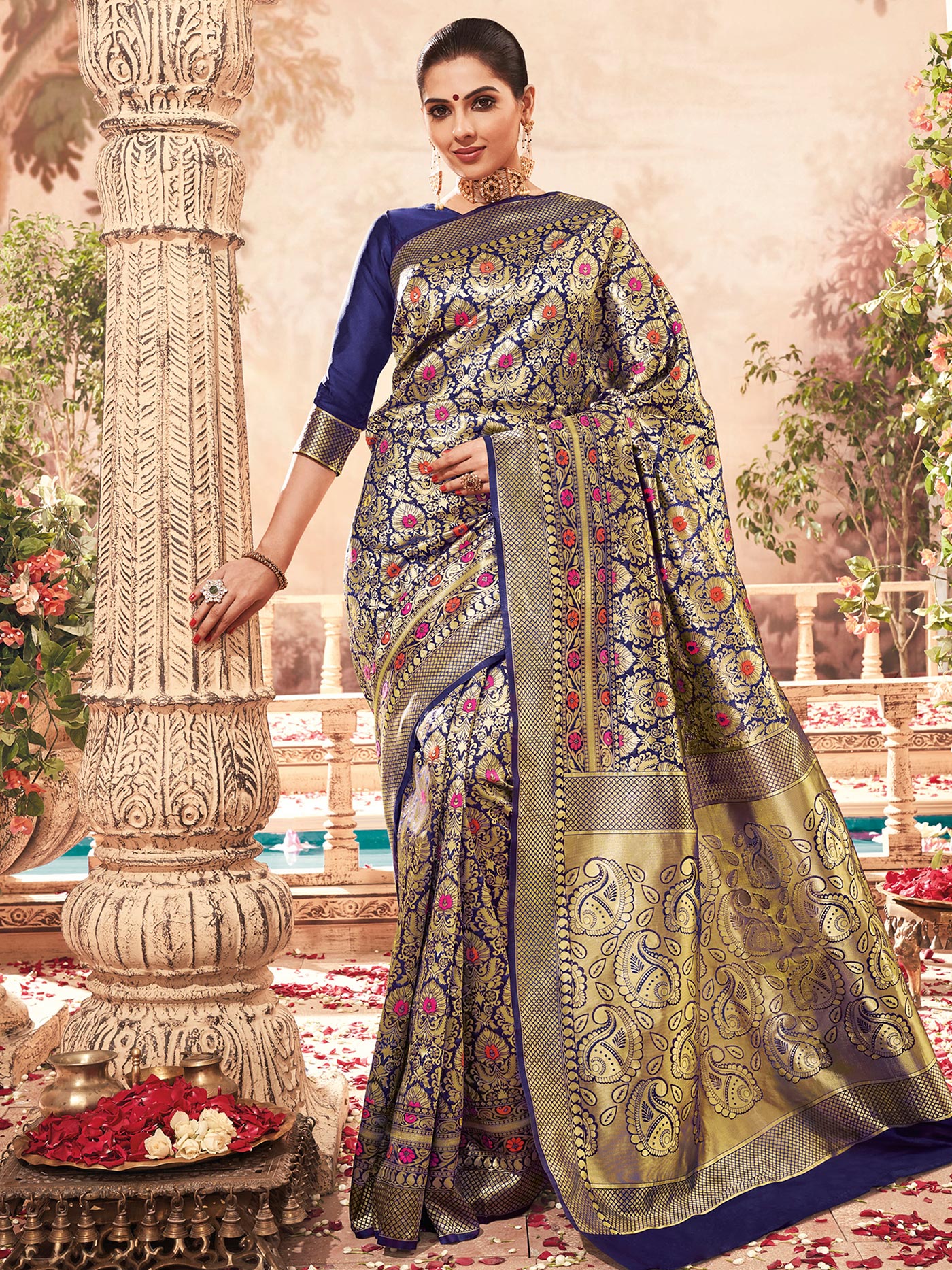 Blue Banarasi Silk Jacquard Saree