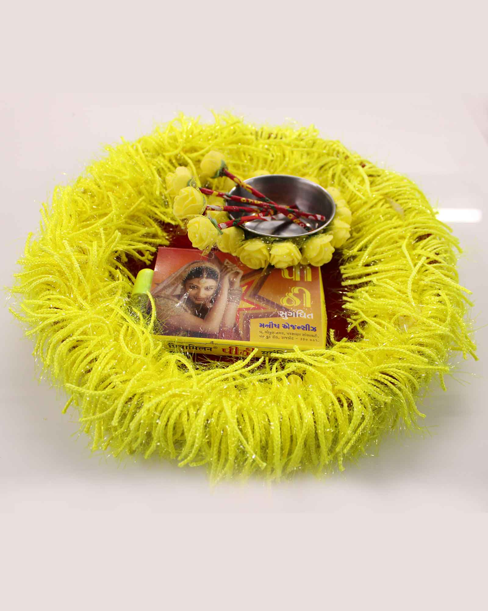 Fancy Haldi Thali with Haldi Bowl And Pithi