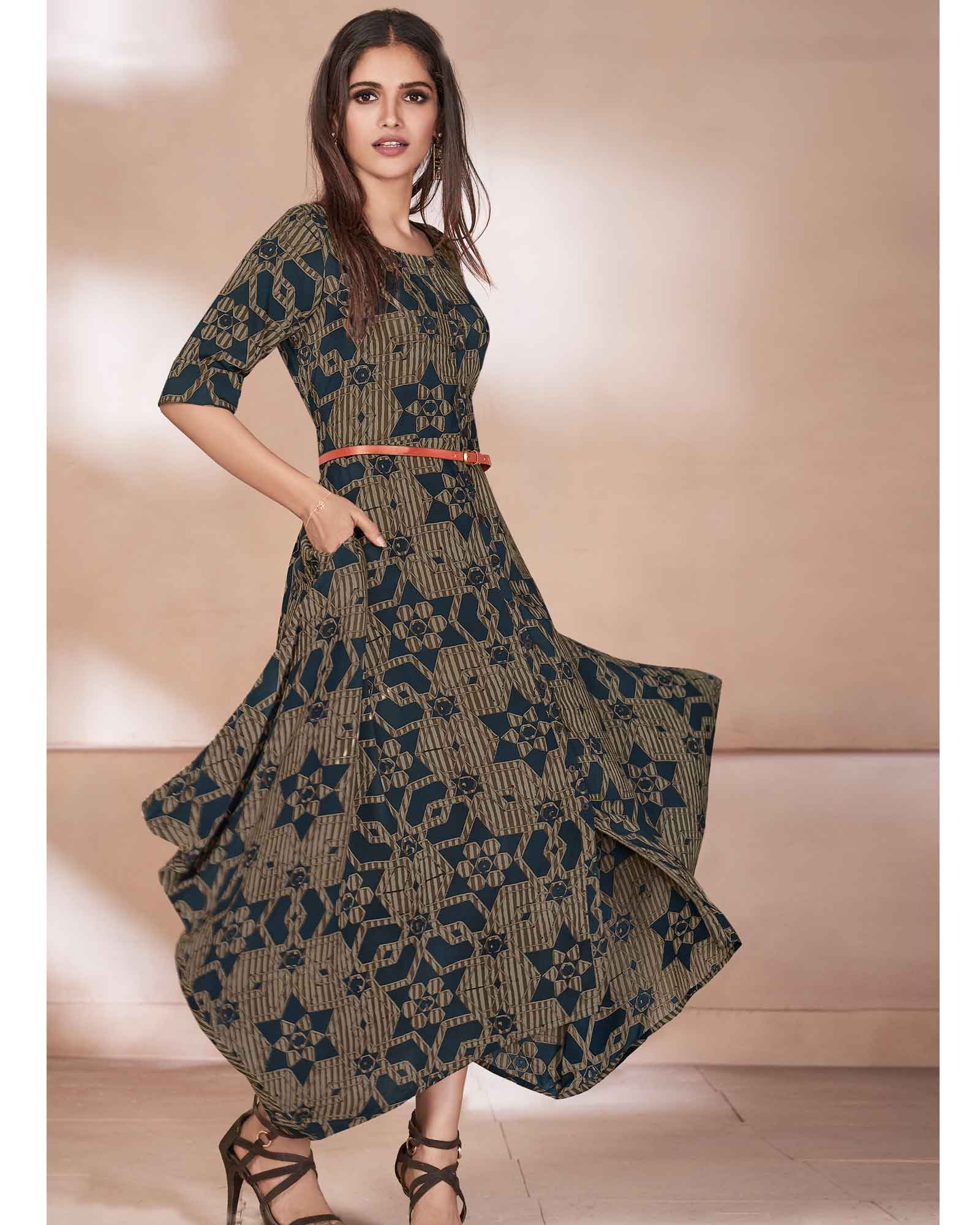 Green Kurti with Strips 