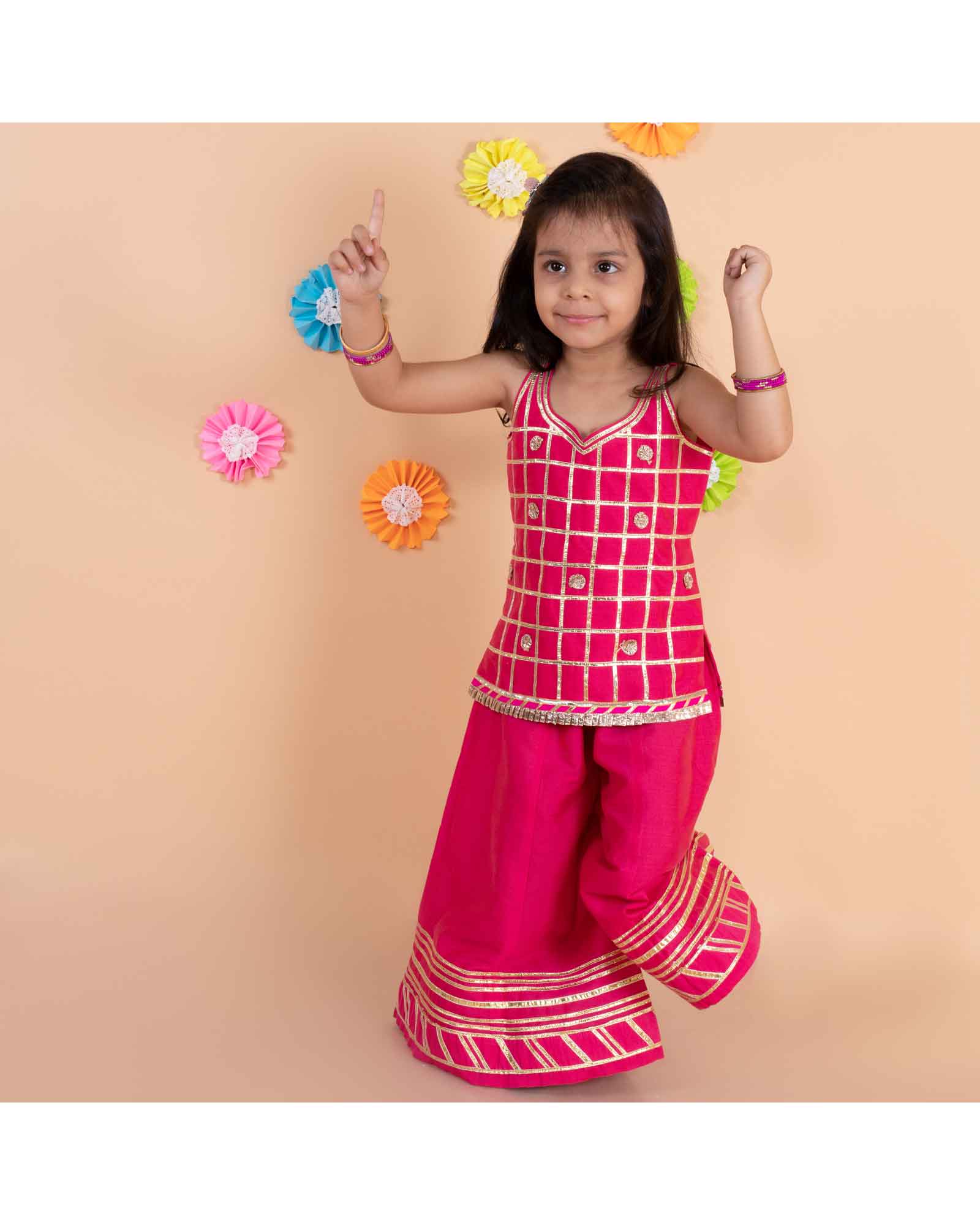  Pink Sharara Set With Gota Detailing All Over