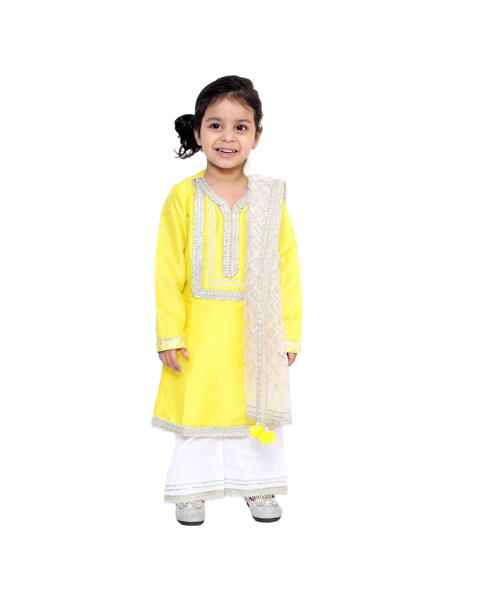 Yellow Kurta With White Palazzo