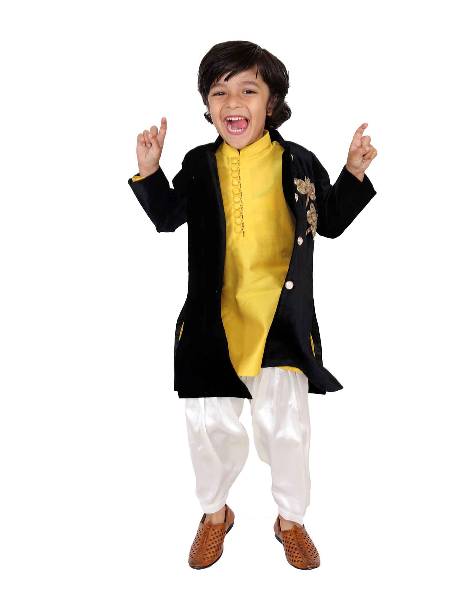 Black Dragonfly Blazer With Kurta Set