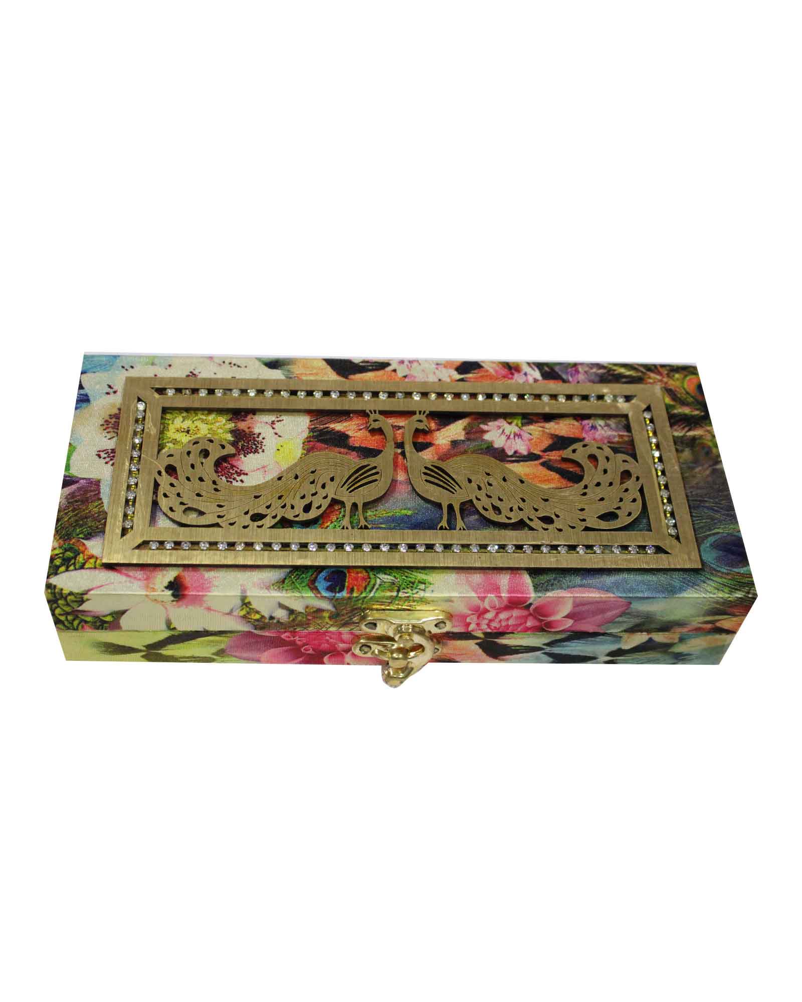 Multi Color Printed Peacock Wodden Lasercut Money Envelop(box)