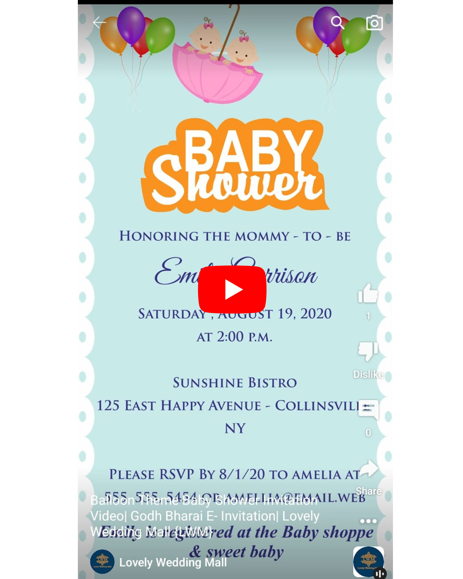 Balloon Theme Baby Shower Video (Baby Shower 1)