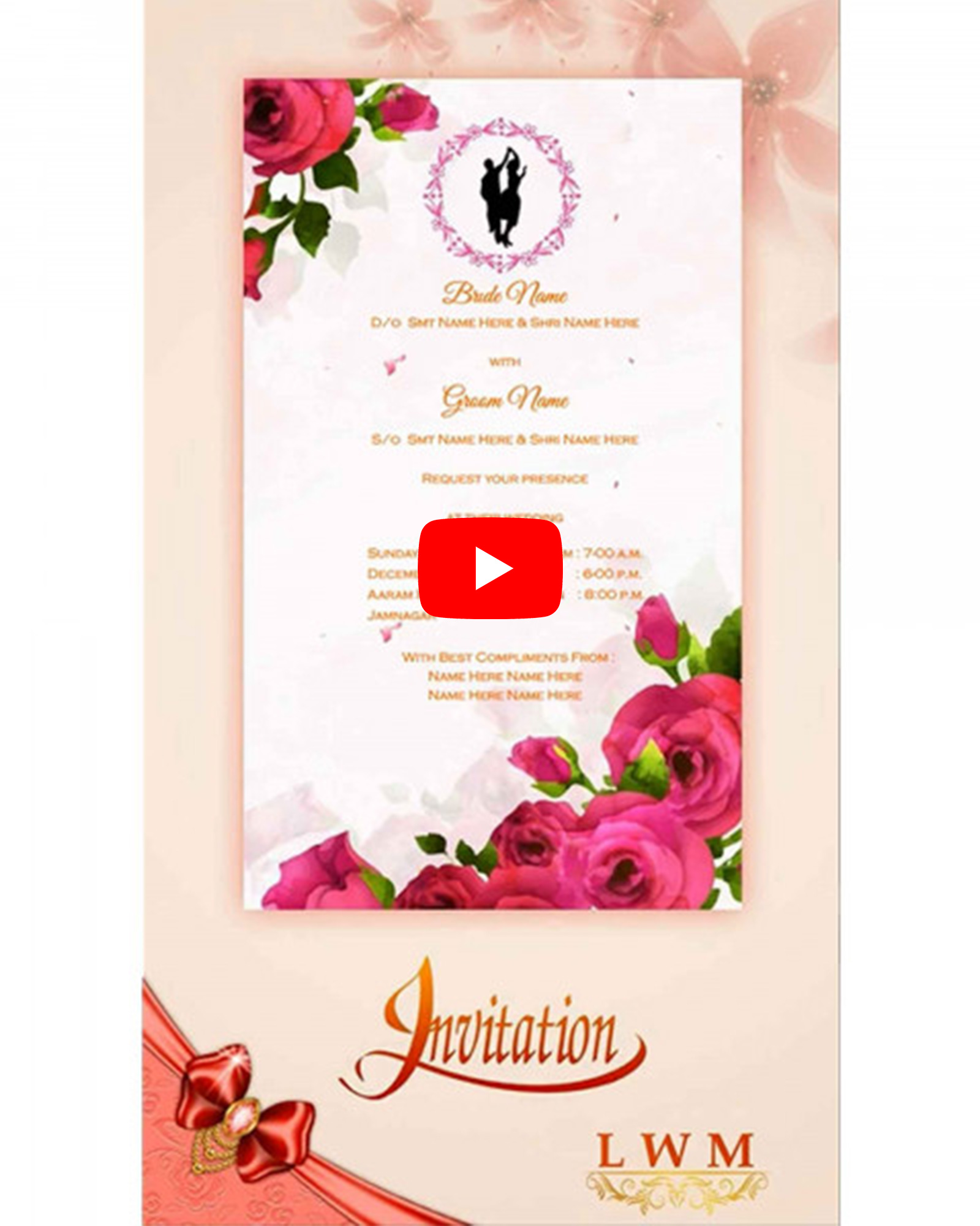 Single Page Dancing Theme Wedding Invitation Video