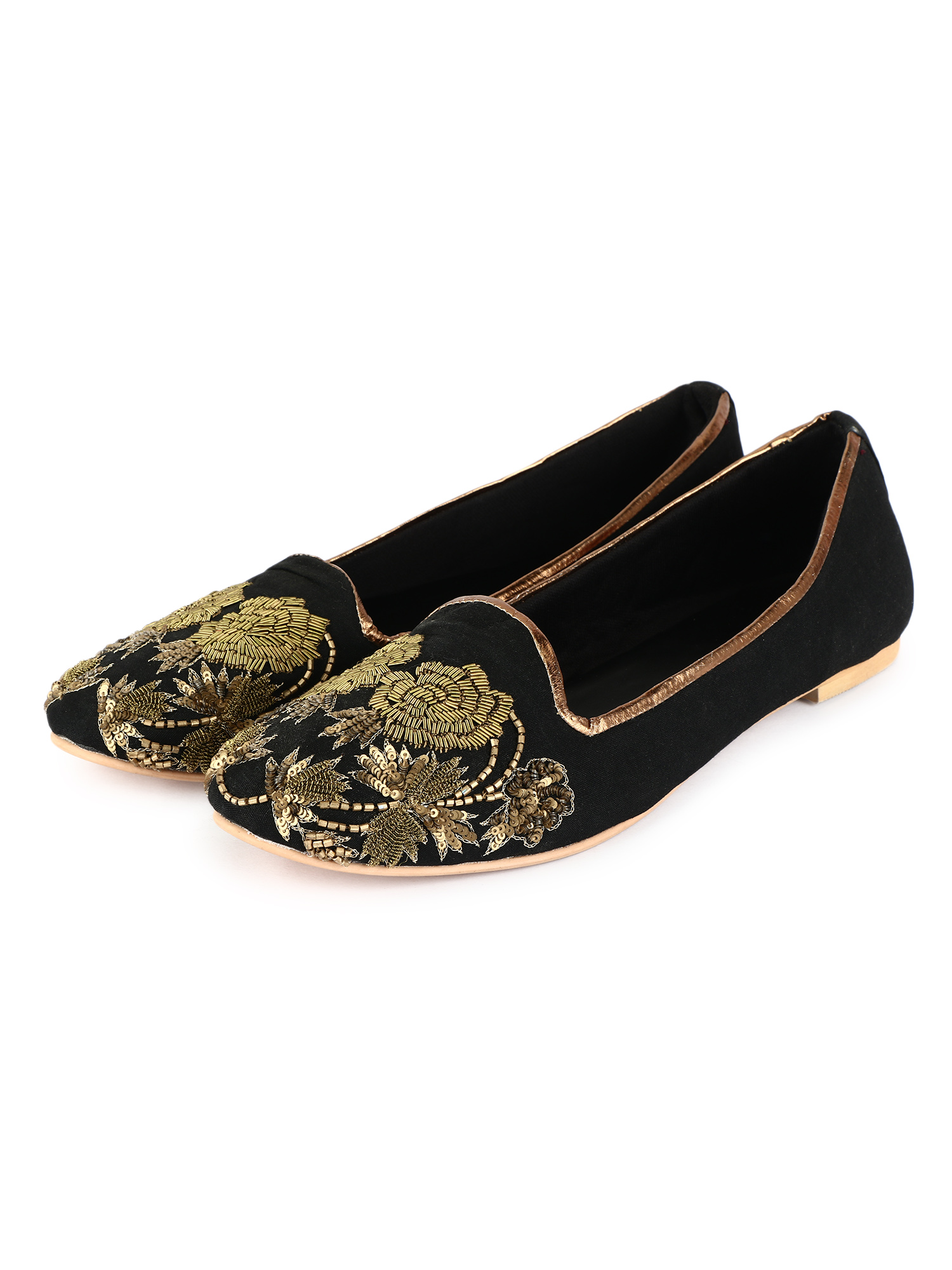 Black Rose Floral Flats