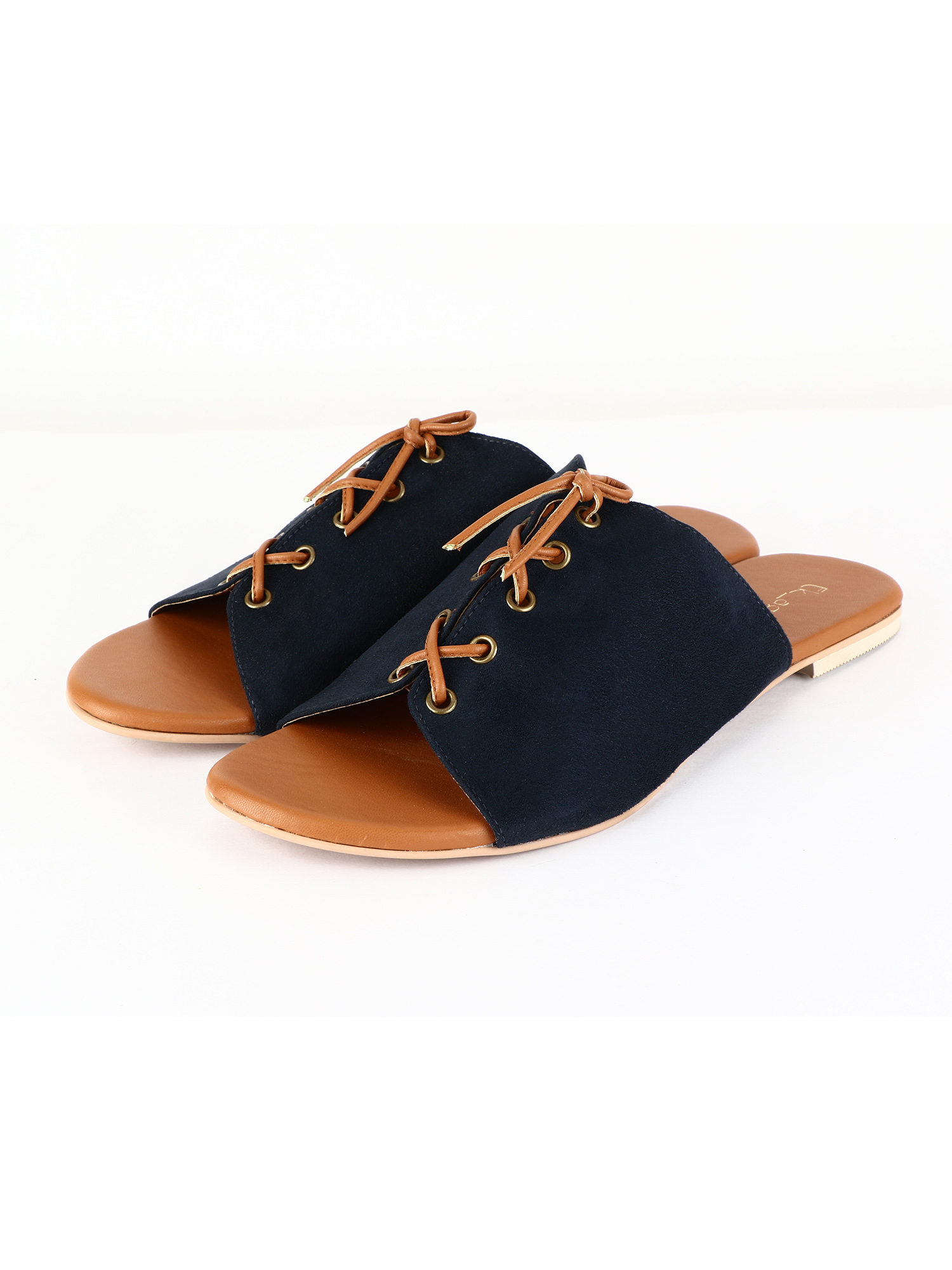 Navy Blue Criss Cross Sliders