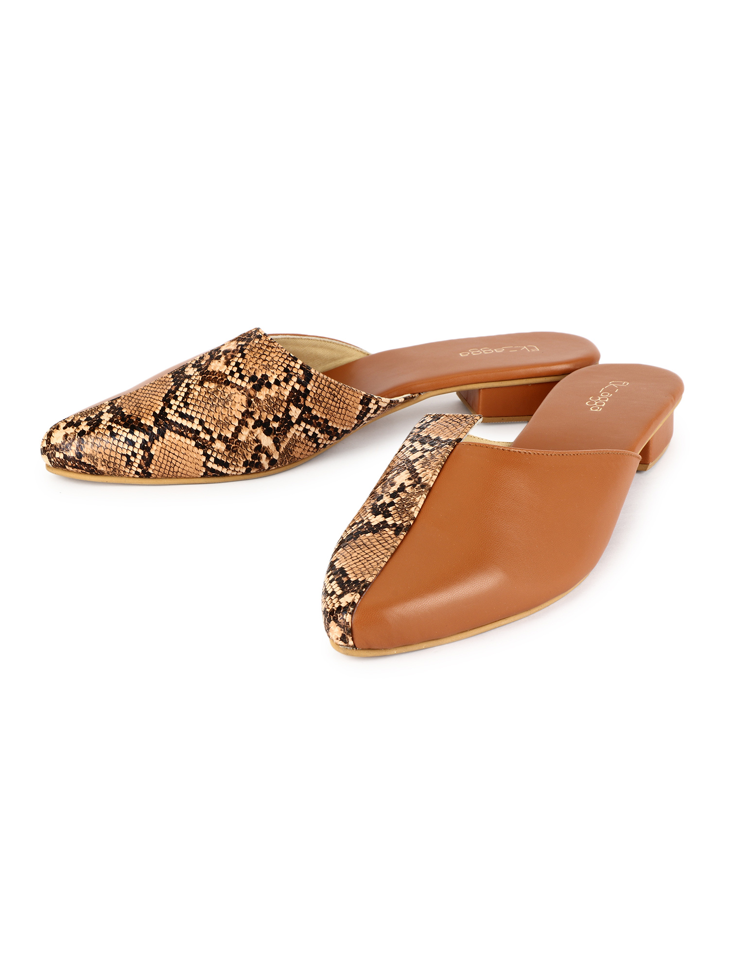 Brown Printed Mules