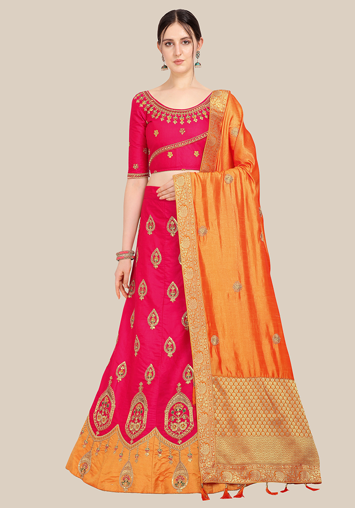 Magenta Designer semi stitched Lehenga & Choli with Dupatta 