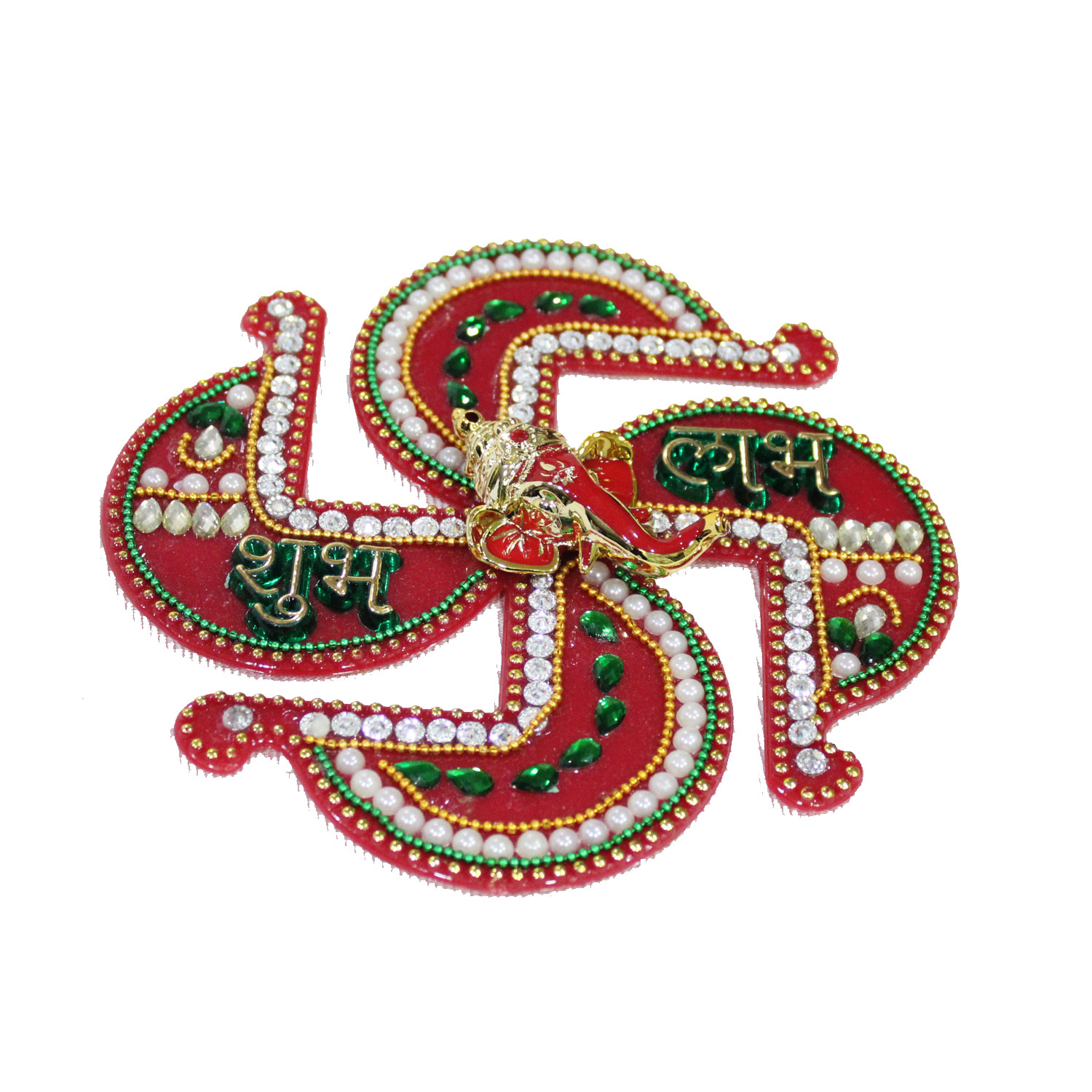 Red Diamond Acrelic Ganpati Labh Shubh