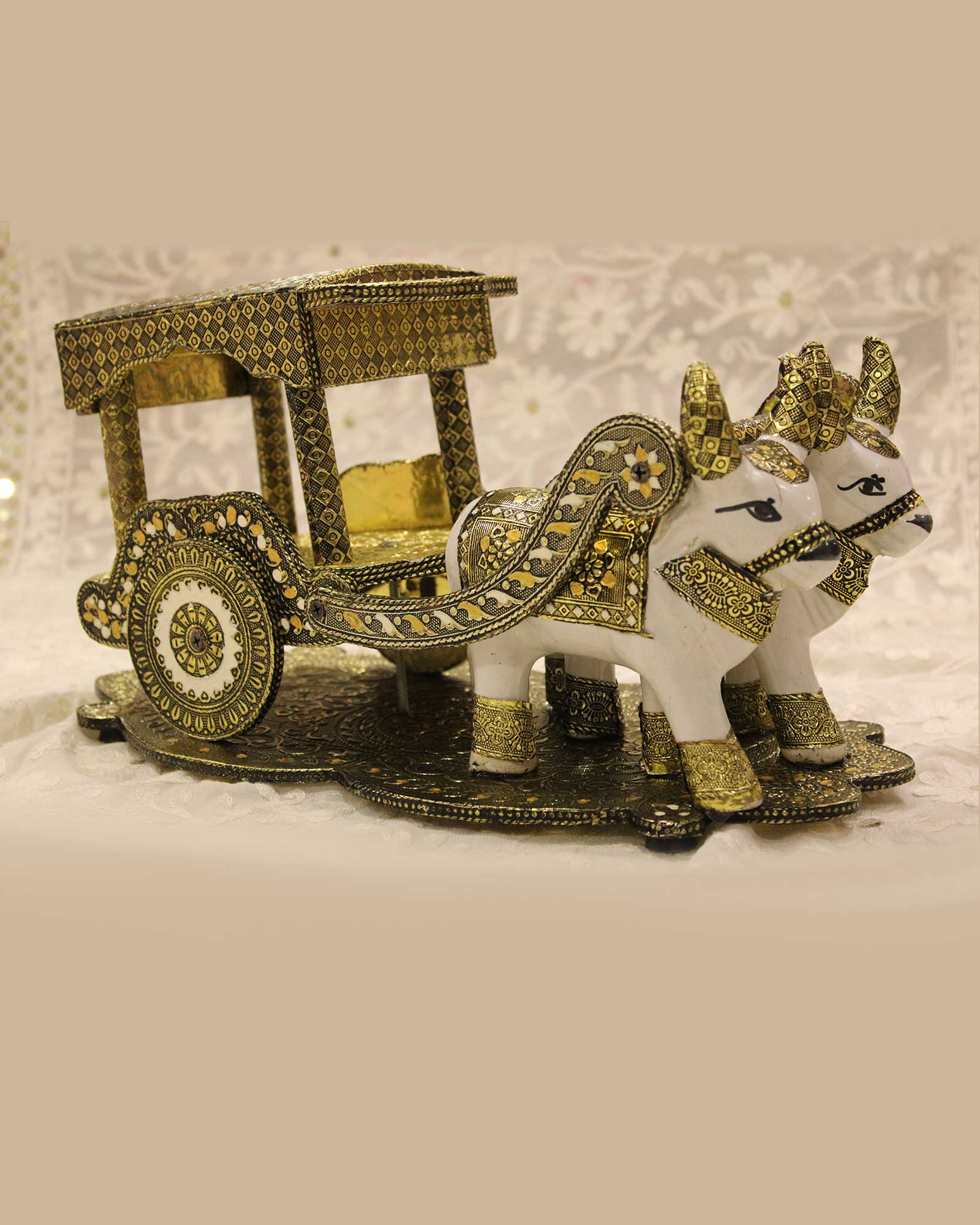 Copper Oxidised Decorative Bullock Cart