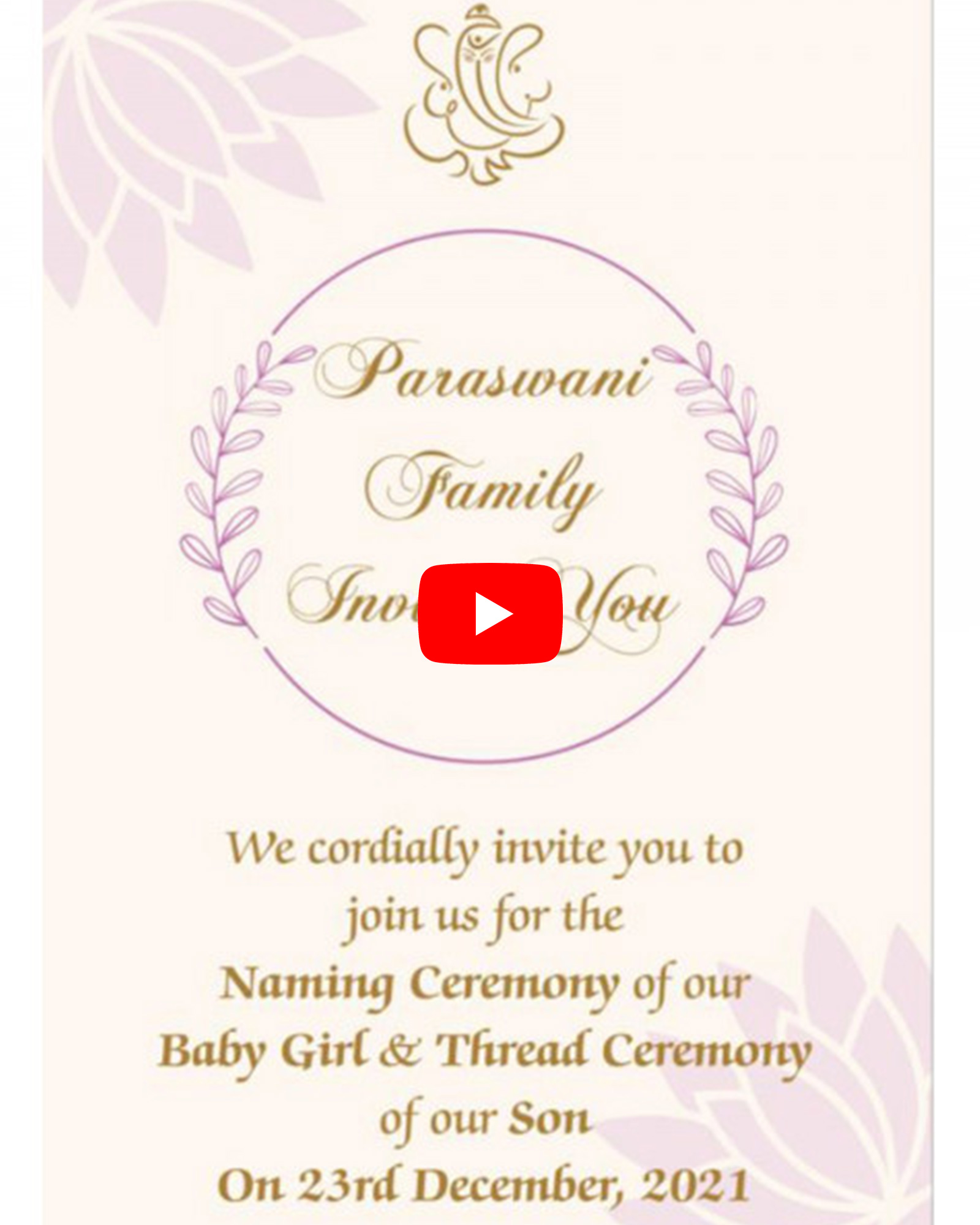 Naming Ceremony & Thread Ceremony Invitation Video (Naming Ceremony 2)