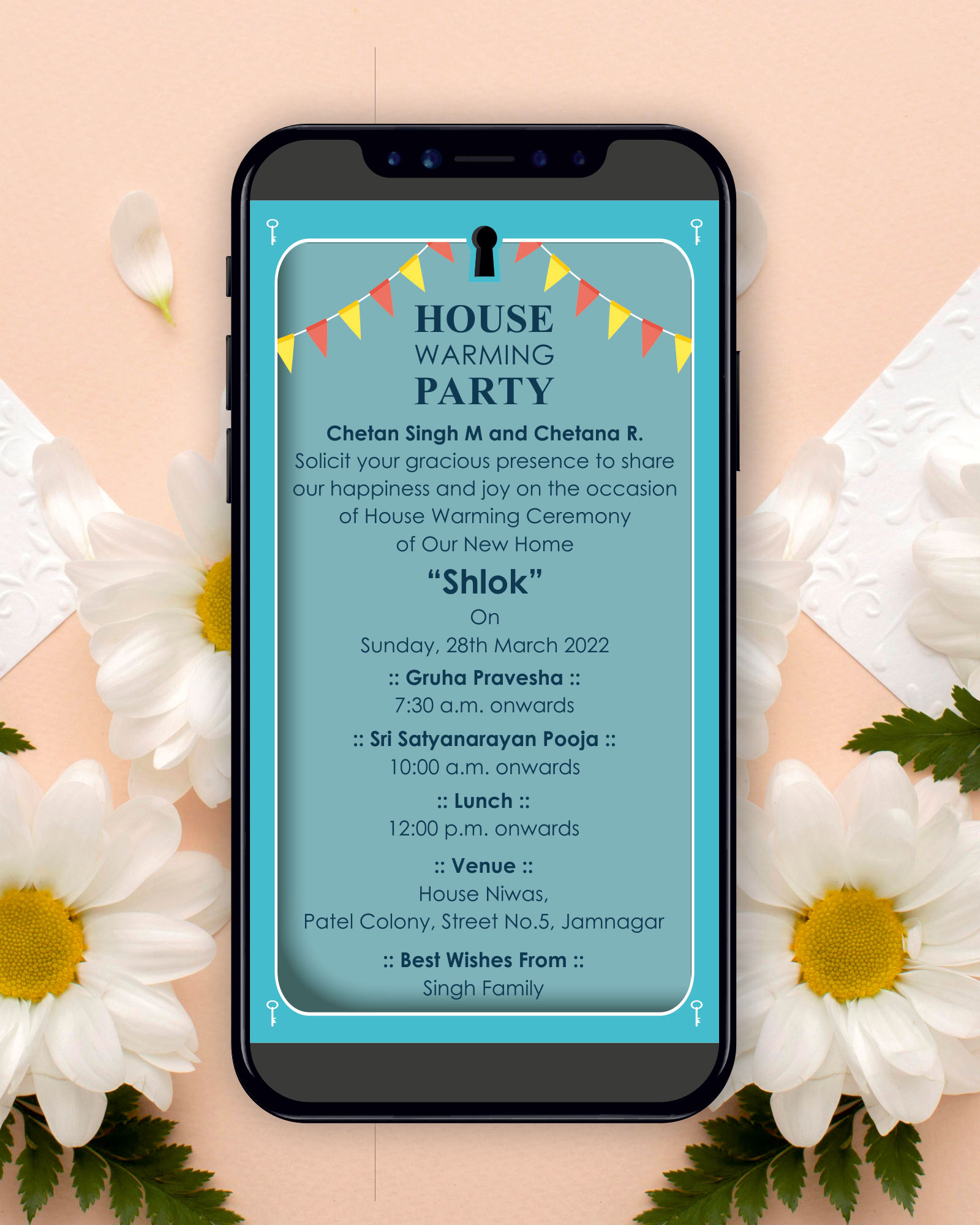 PDF Blue Theme House Warming Party E invite