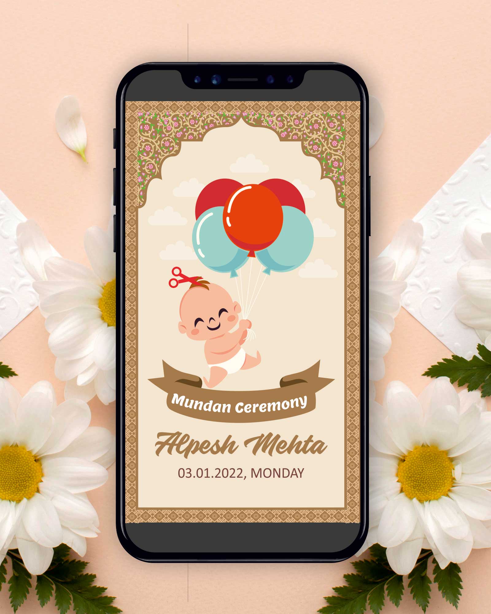 PDF Traditional Frame Theme Mundan Ceremony E Invite 