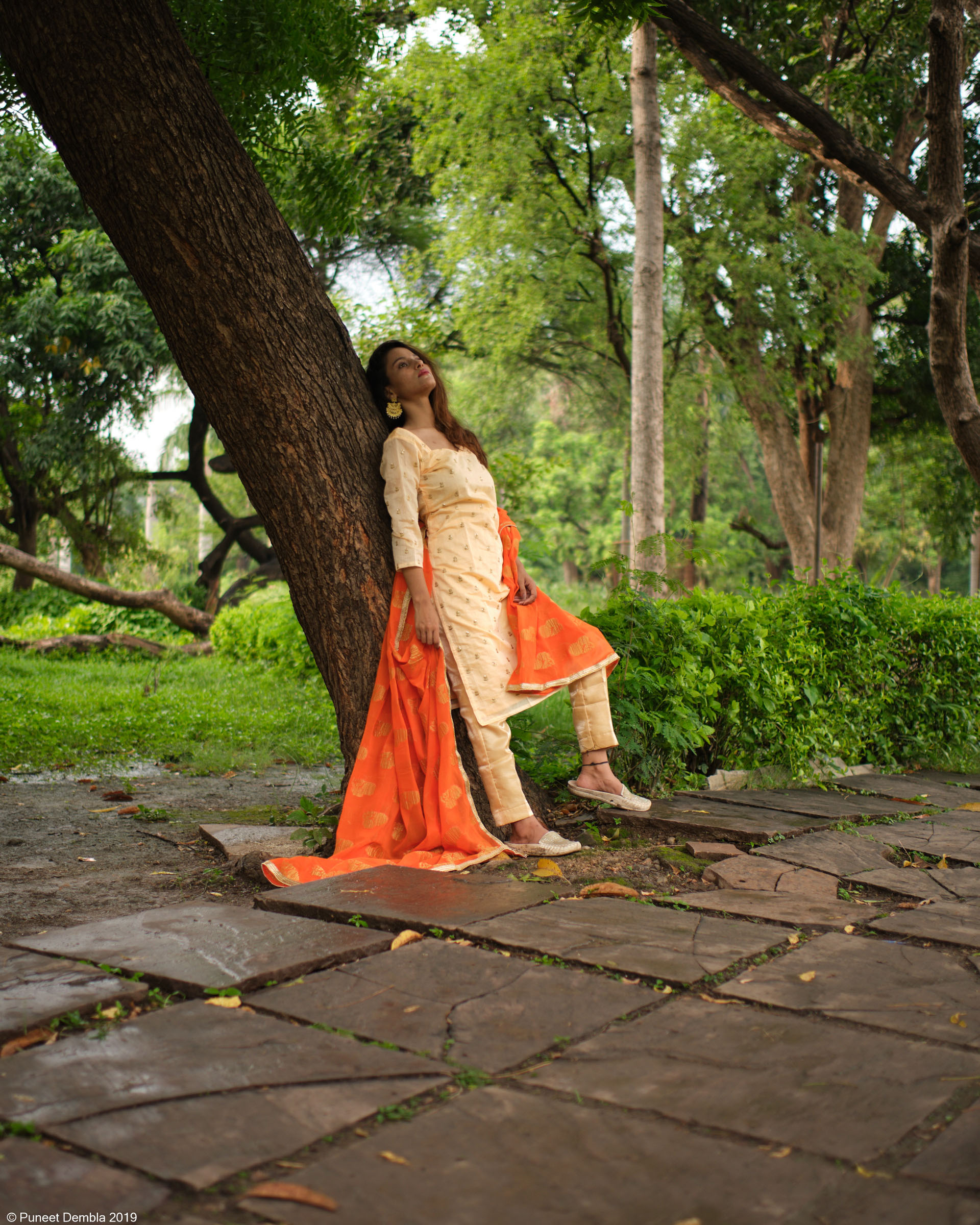 Golden Chanderi Kurta Set with Dupatta