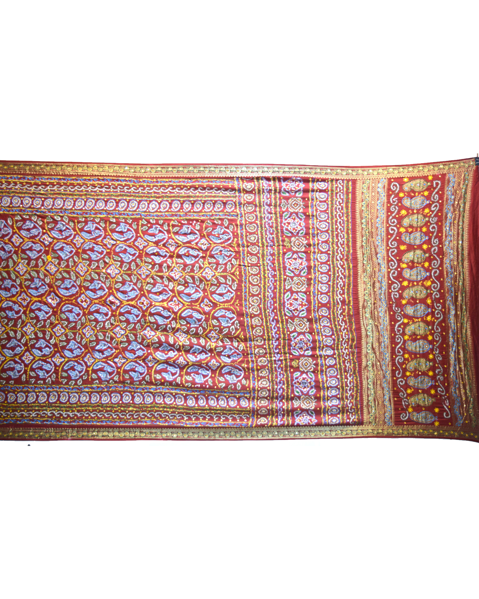 All Over Red Color Sikari Design Gaji Silk Gharchola