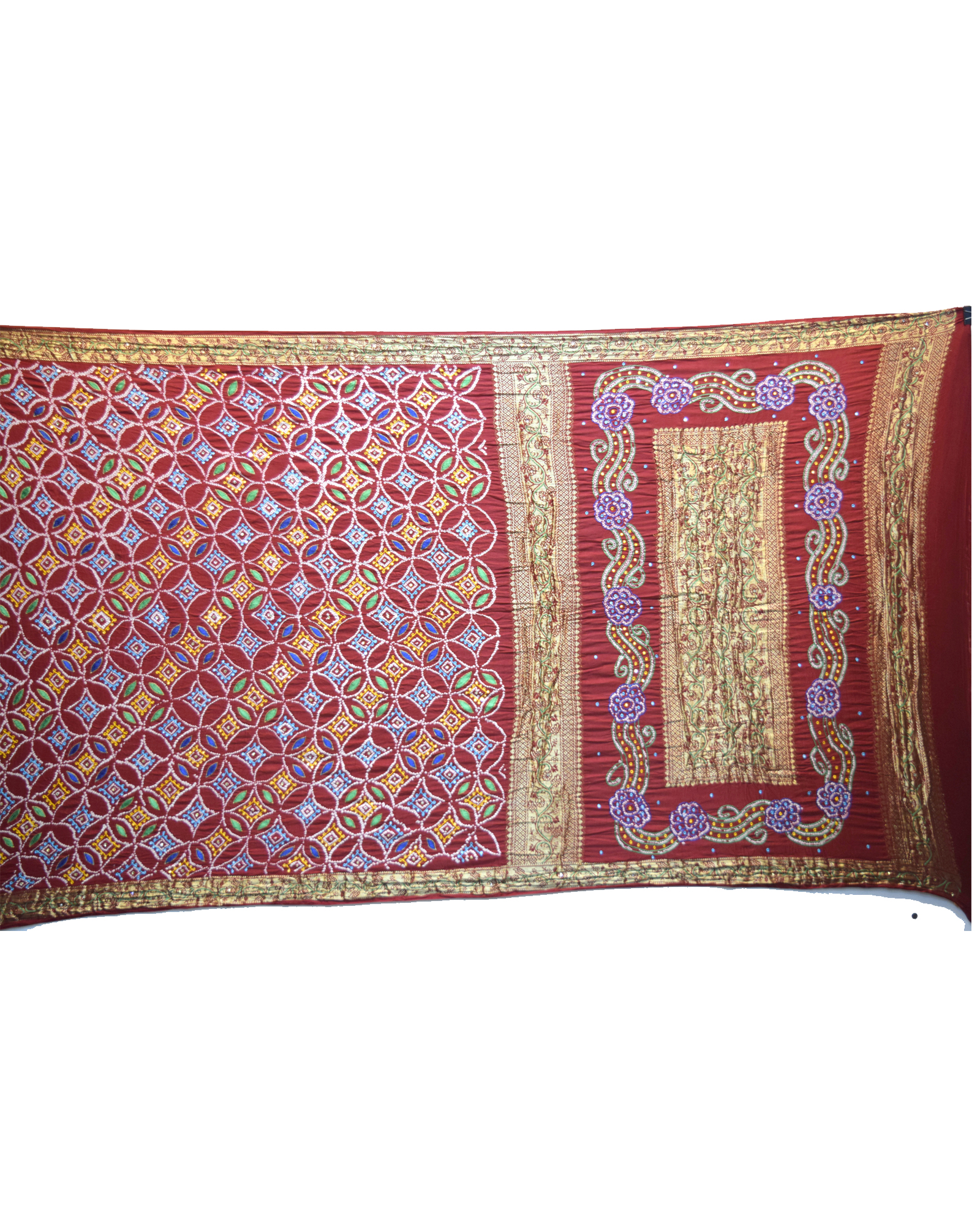 All Over Maroon Color Sikari Design Gaji Silk Gharchola